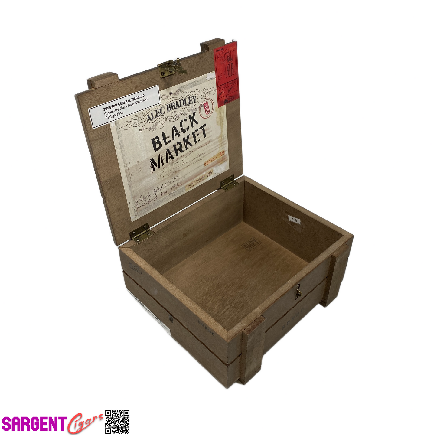 Alec Bradley Black Market Gordo Empty Wooden Cigar Box 8.25x7.25x4