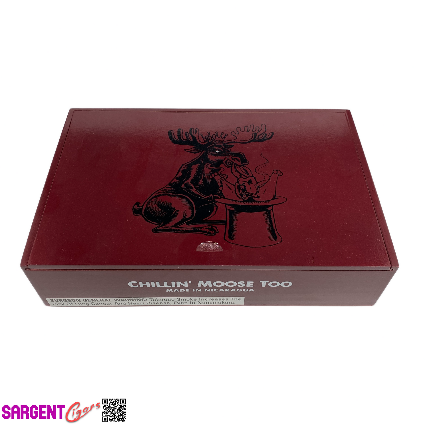Chillin Moose Too Gigante Empty Wooden Cigar Box 10x6.5x2.5