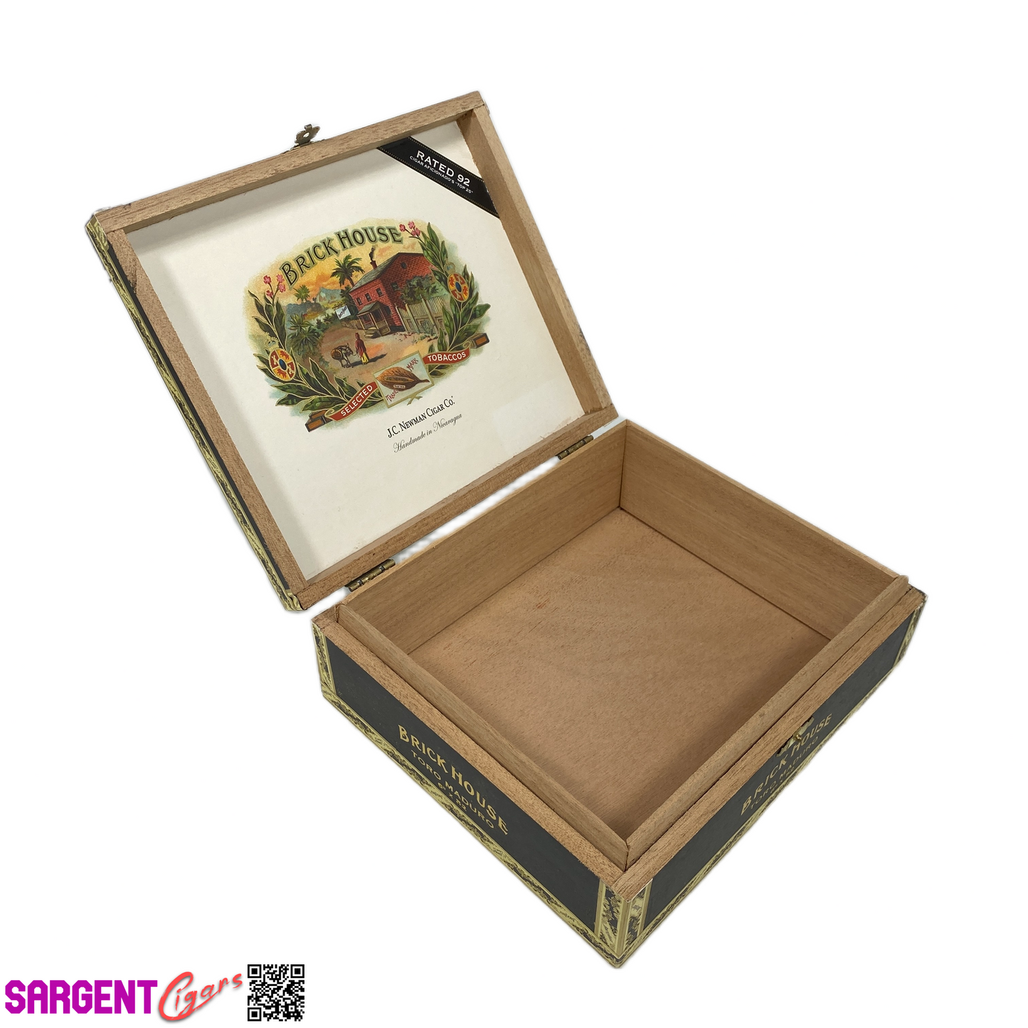 Brickhouse Maduro Toro Empty Wooden Cigar Box 8.25x7.25x2.75