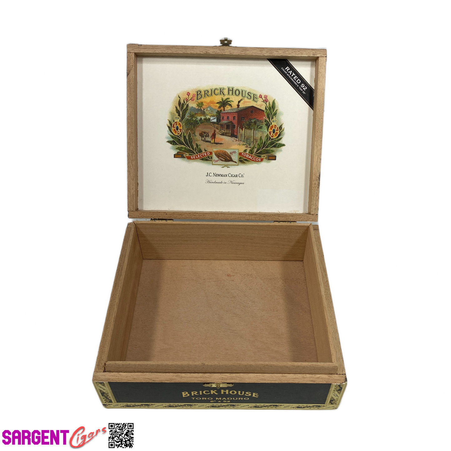 Brickhouse Maduro Toro Empty Wooden Cigar Box 8.25x7.25x2.75