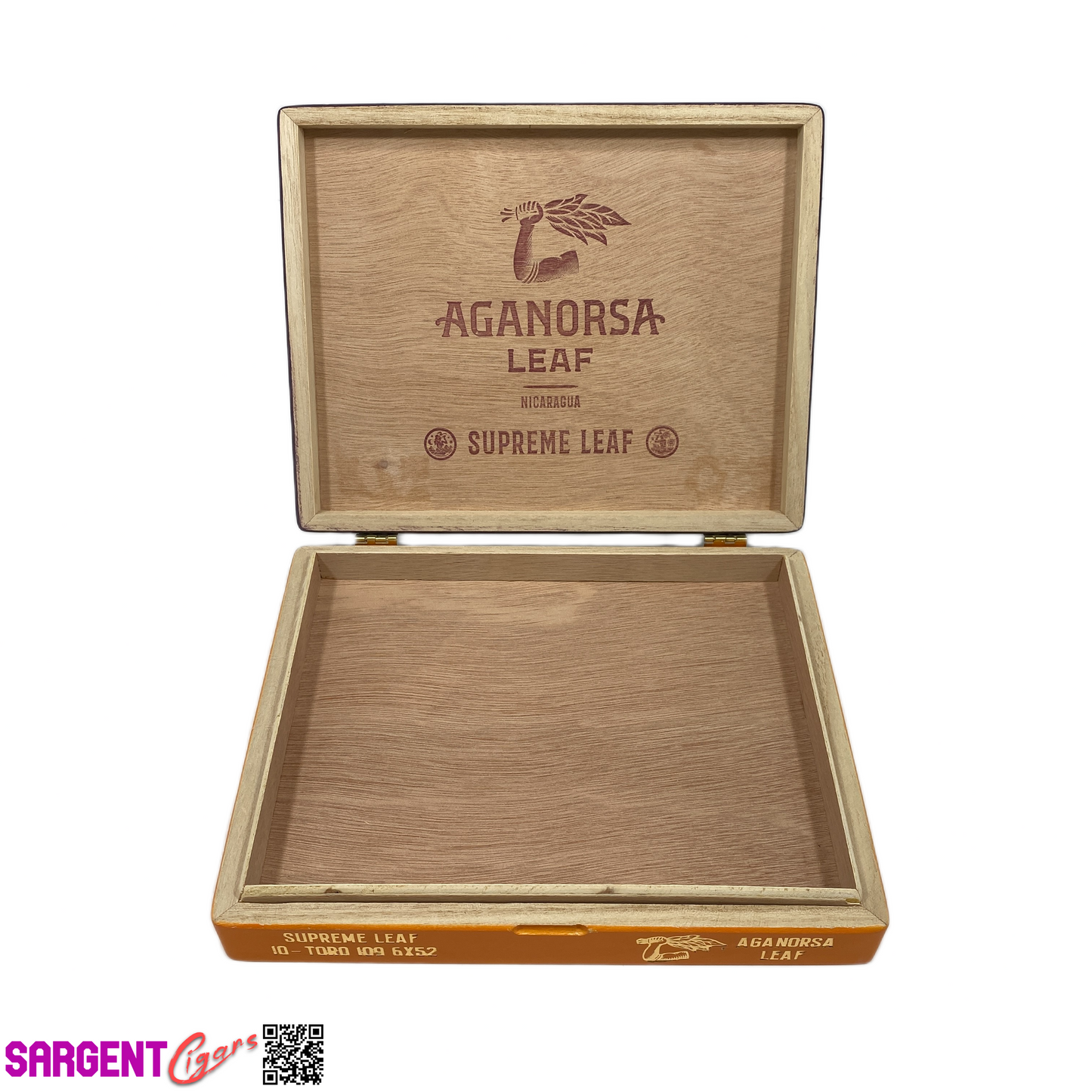 Aganorsa Leaf Supreme Leaf Toro Empty Wooden Cigar Box 9x7.25x1.75