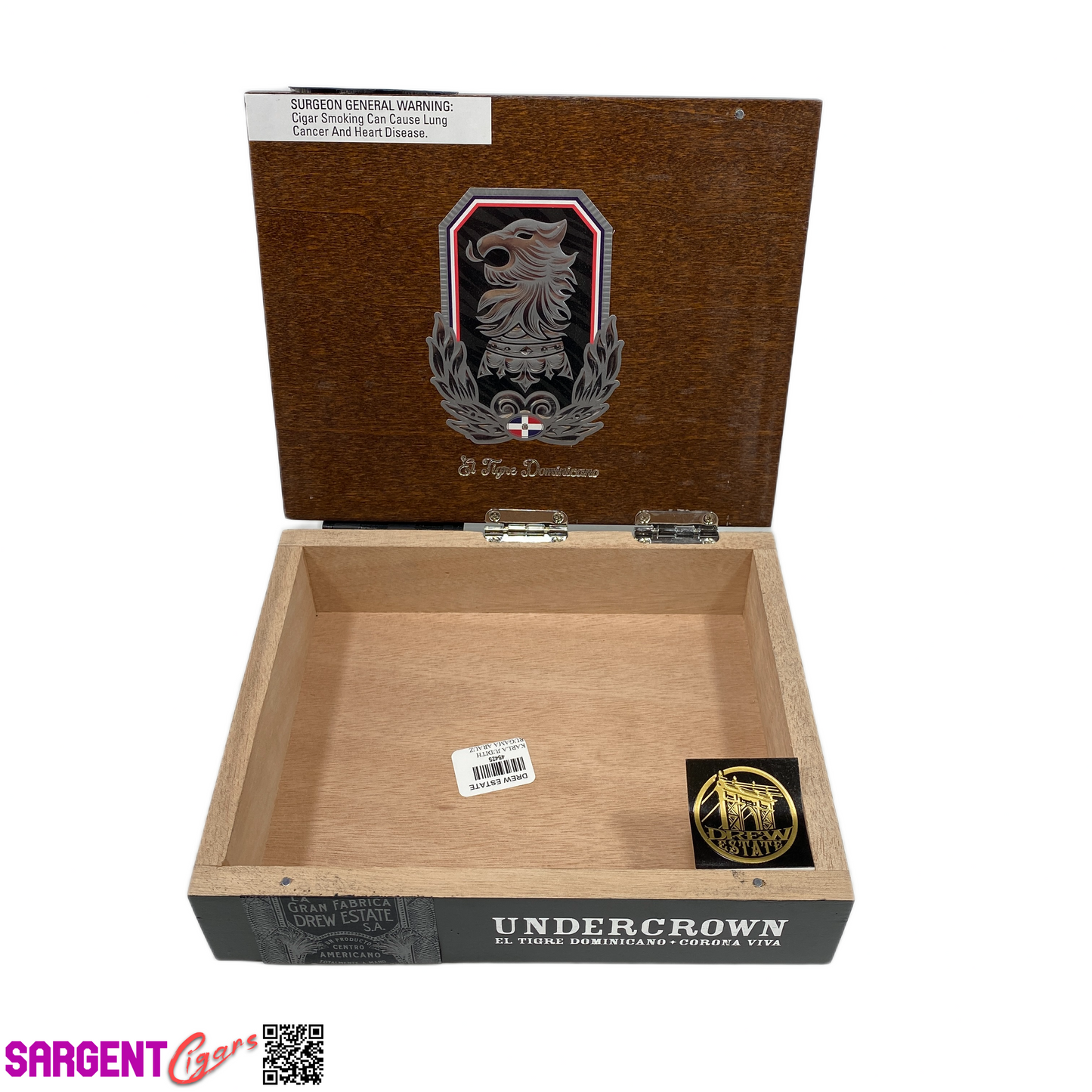 Undercrown El Tigre Corona Viva Empty Wooden Cigar Box 8.25x6.75x2
