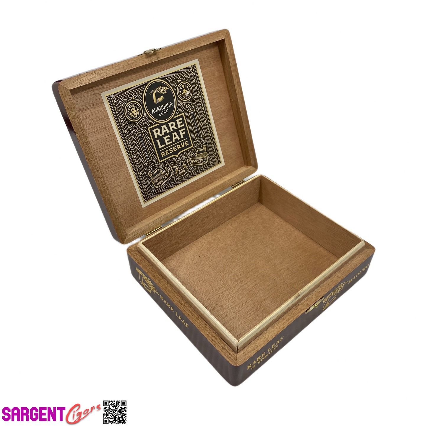 Aganorsa Leaf Rare Leaf Maduro Robusto Empty Wooden Cigar Box 7.5x6.5x2