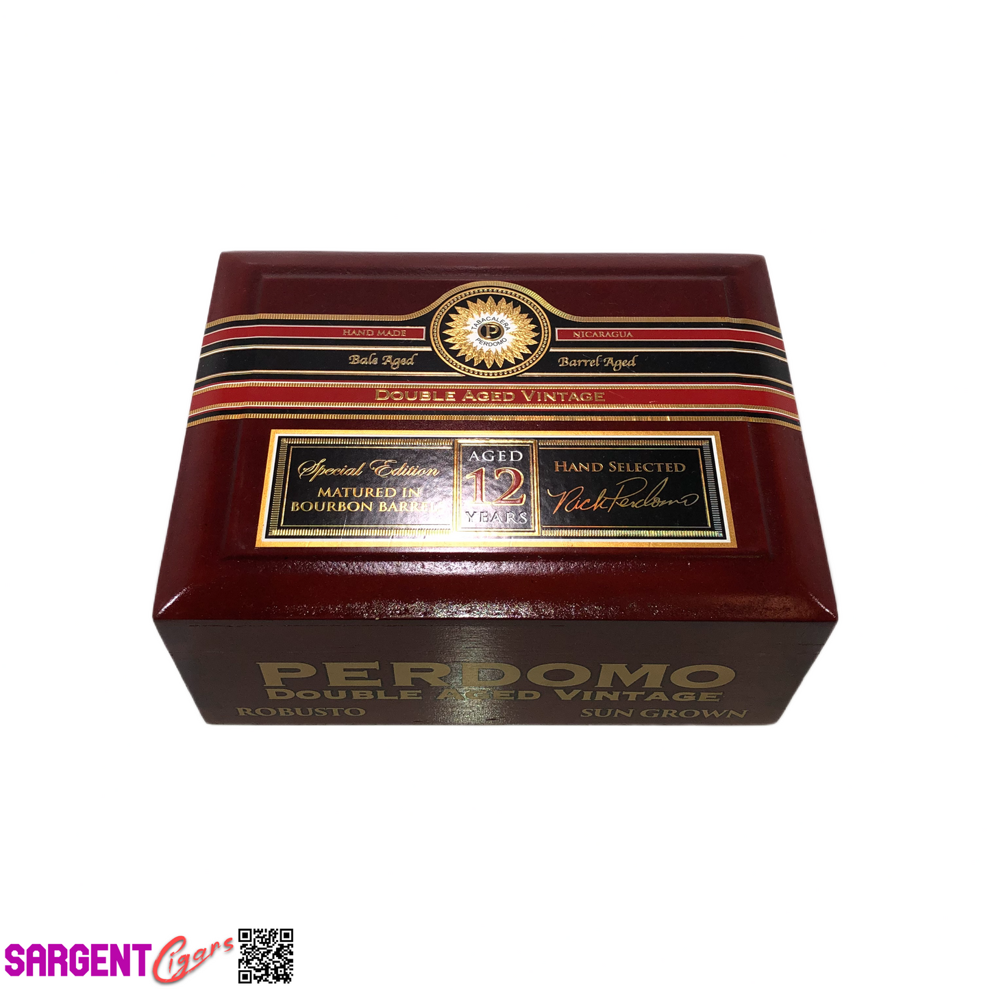 Perdomo Double Aged Vintage Sun Grown Robusto Empty Wooden Cigar Box 8x6x3.25