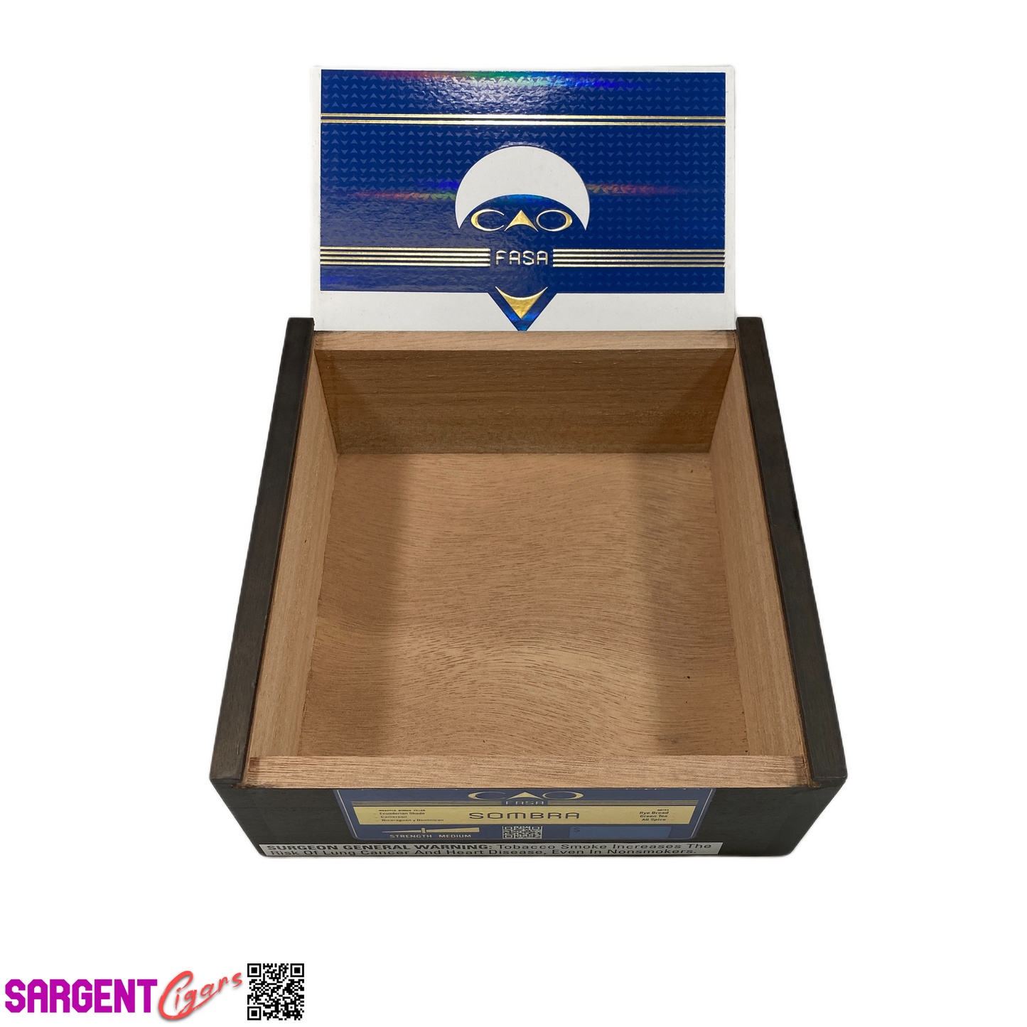 Cao Fasa Sombra Toro Empty Wooden Cigar Box 7x7x2.75