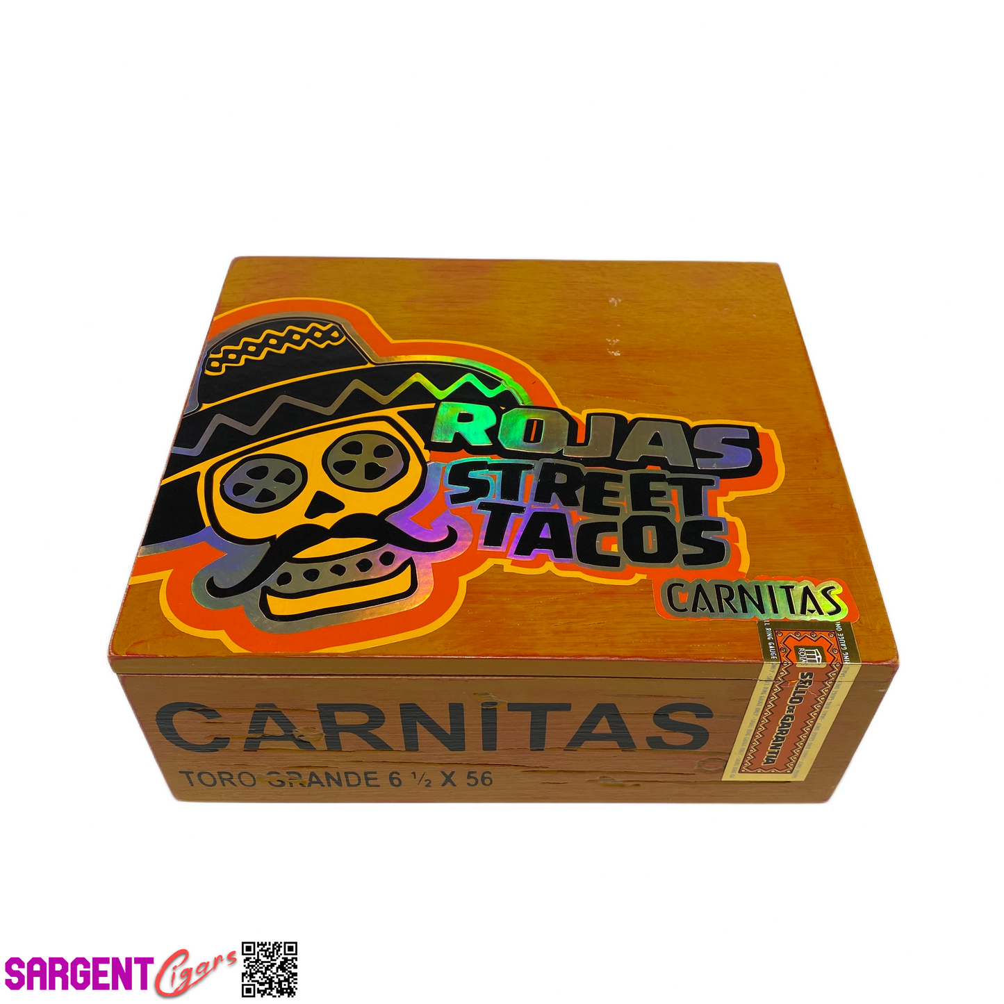 Rojas Street Tacos Carnitas Toro Grande Empty Wooden Cigar Box 8.5x7.5x3.25