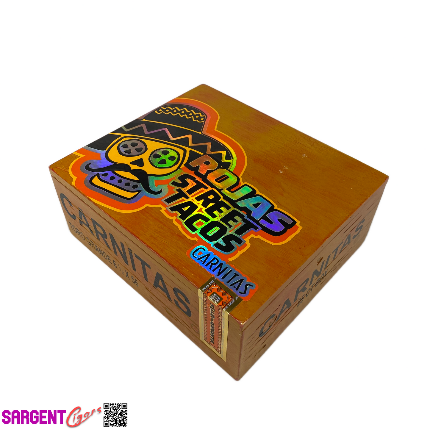 Rojas Street Tacos Carnitas Toro Grande Empty Wooden Cigar Box 8.5x7.5x3.25