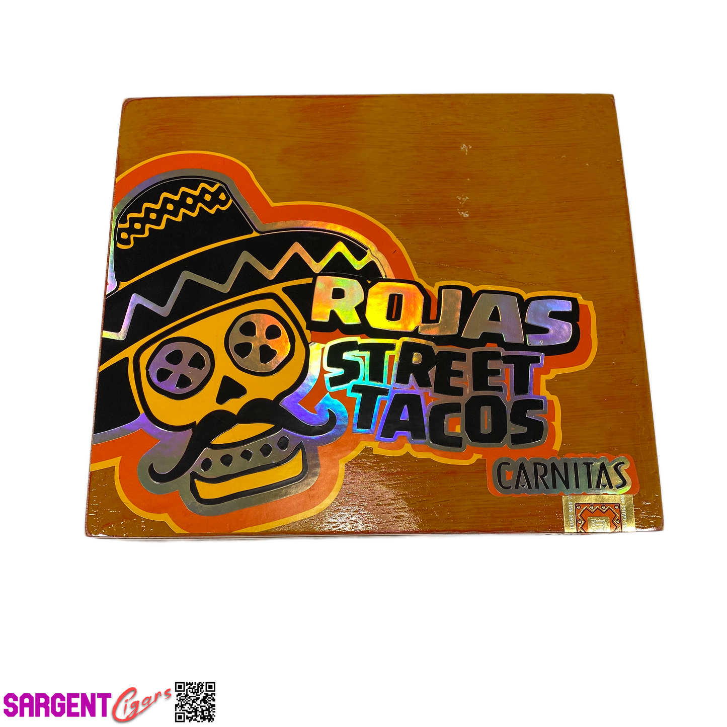 Rojas Street Tacos Carnitas Toro Grande Empty Wooden Cigar Box 8.5x7.5x3.25