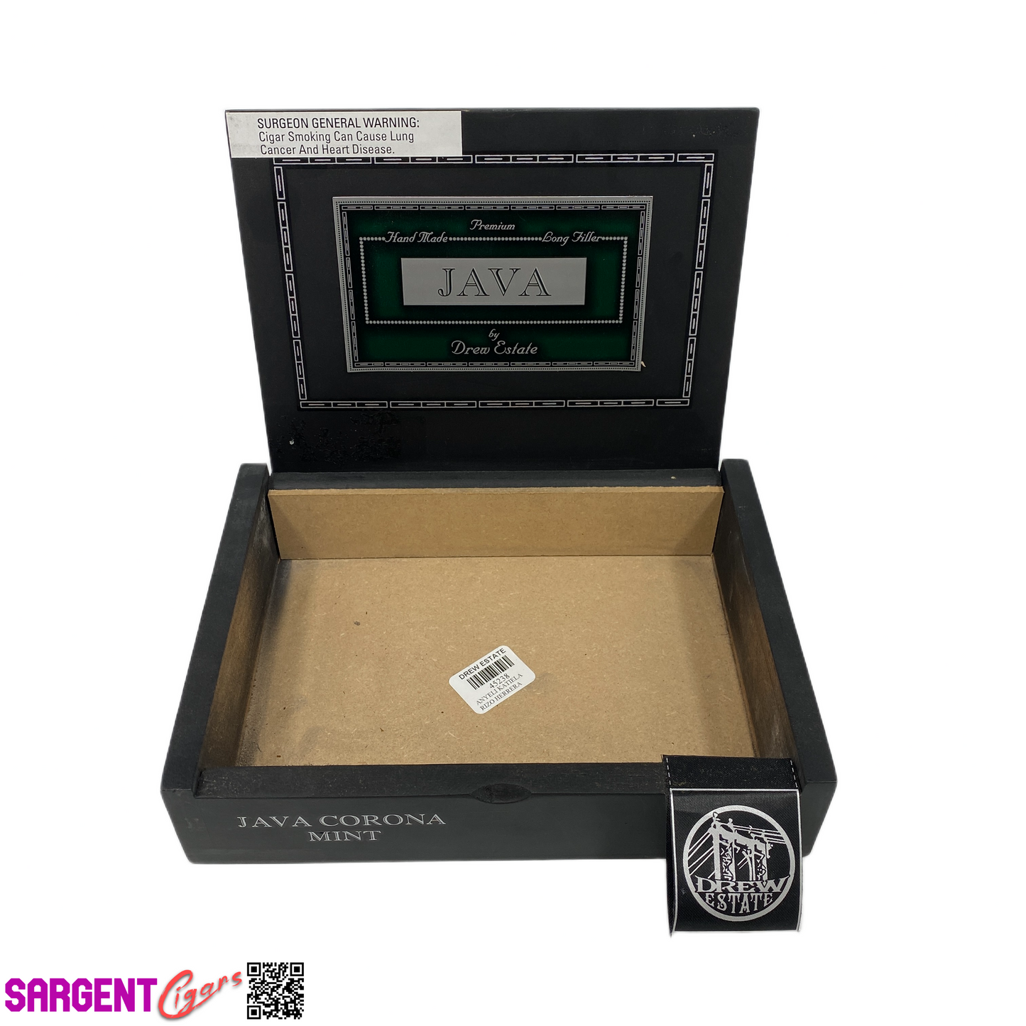 Java Mint Corona Empty Wooden Cigar Box 8.5x6.25x2