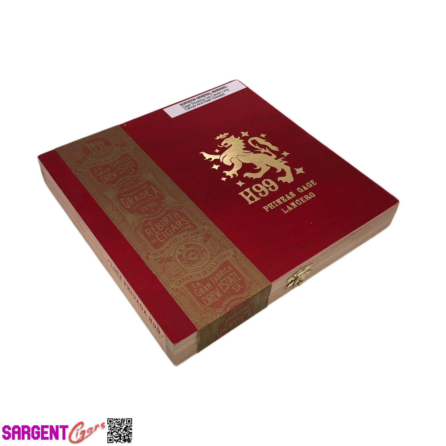 Liga Privada H99 Phineas Gage Lancero Empty Wooden Cigar Box 8.5x8.25x1.25