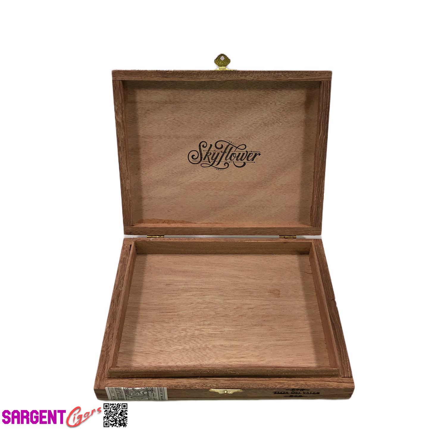 Warped Cigars Skyflower Empty Wooden Cigar Box 8.5x7x1.25