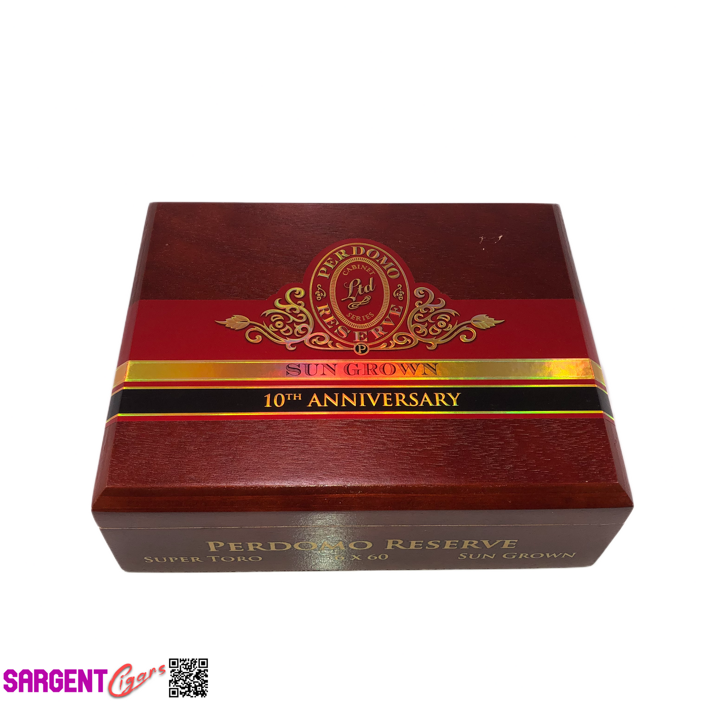 Perdomo 10th Anniversary Sun Grown Super Toro Empty Wooden Cigar Box 9x7x3