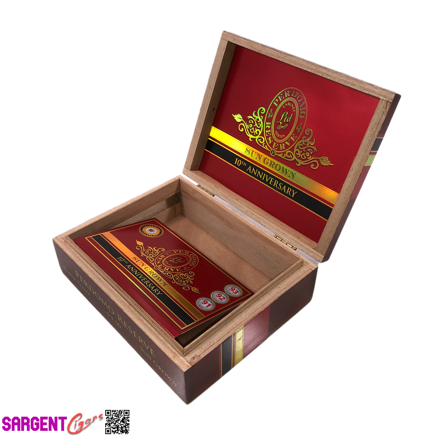 Perdomo 10th Anniversary Sun Grown Super Toro Empty Wooden Cigar Box 9x7x3