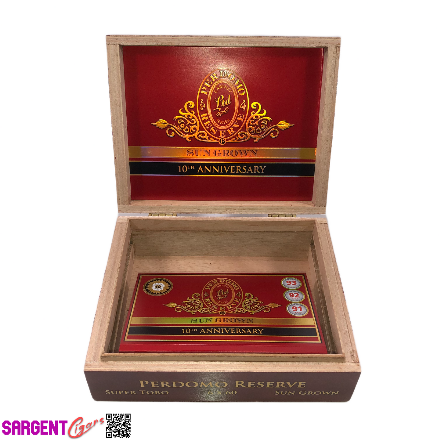 Perdomo 10th Anniversary Sun Grown Super Toro Empty Wooden Cigar Box 9x7x3