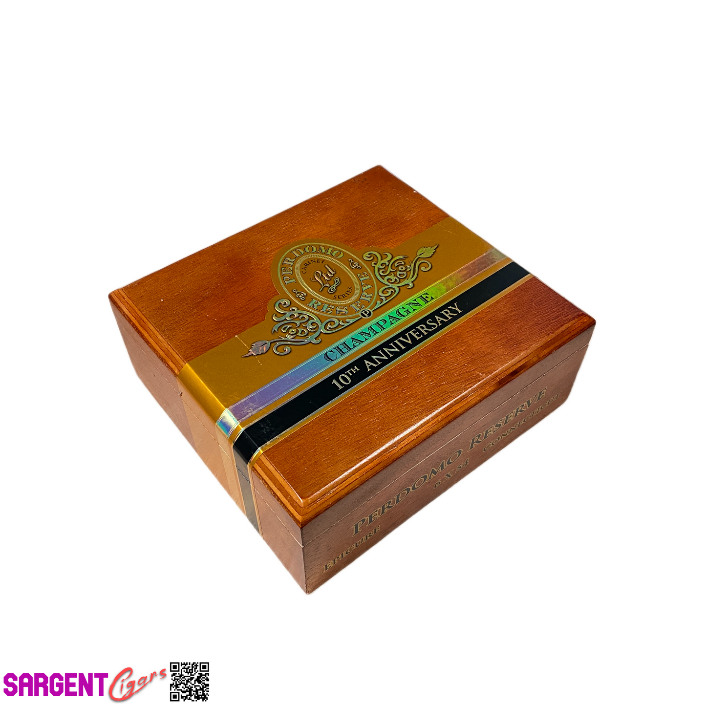 Perdomo 10th Anniversary Champagne Epicure Empty Wooden Cigar Box 8x7.5x3.25