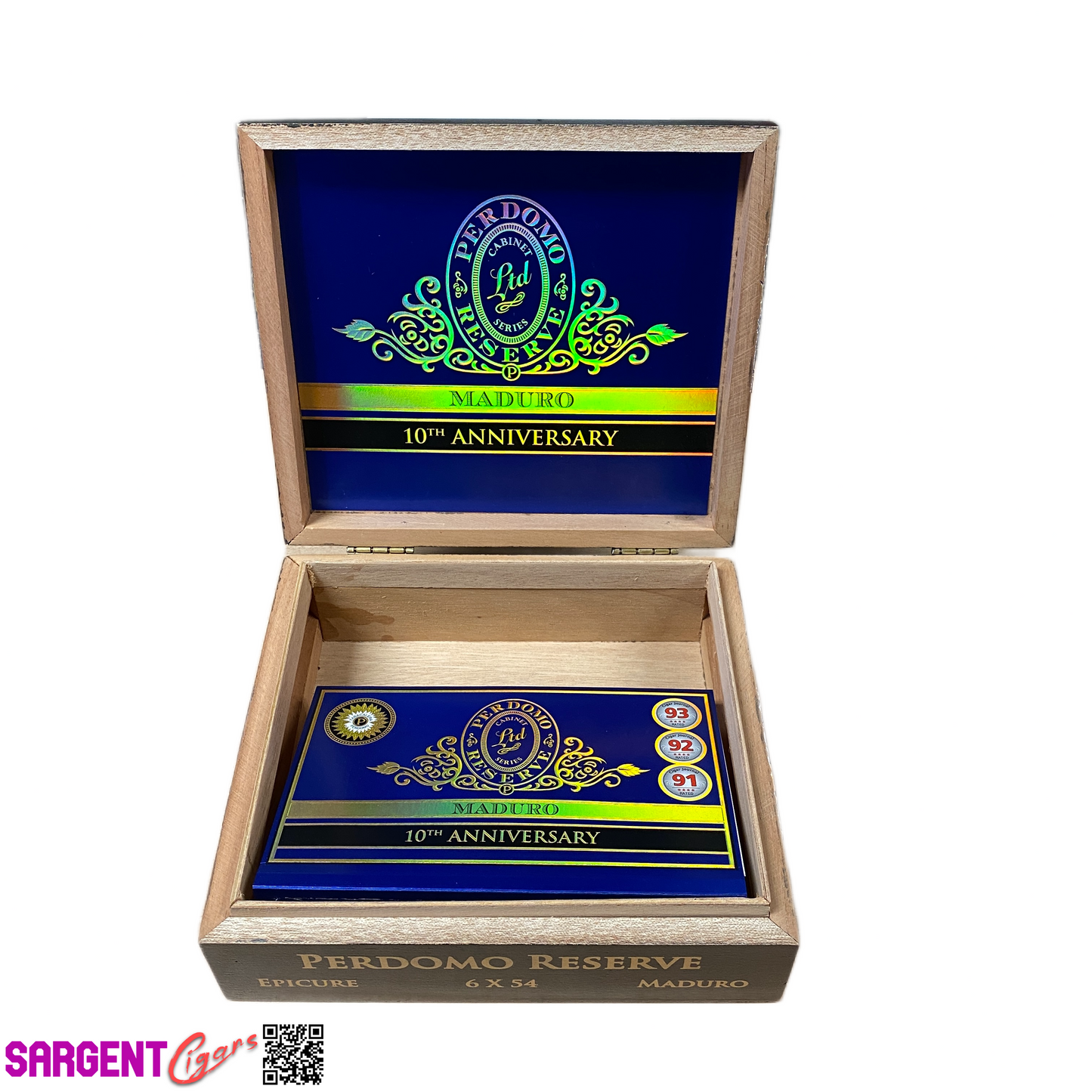 Perdomo 10th Anniversary Maduro Epicure Empty Wooden Cigar Box 8x7.5x3