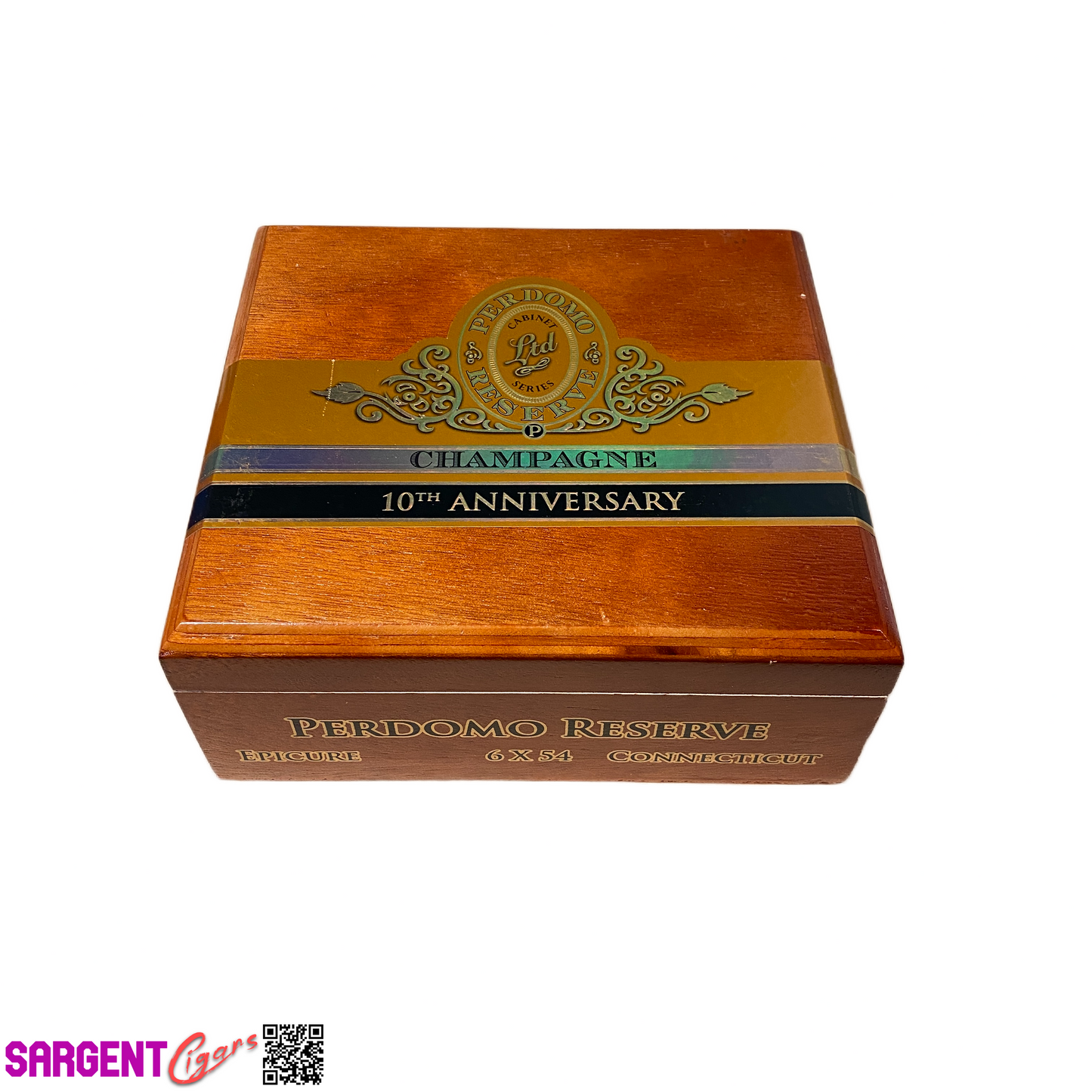 Perdomo 10th Anniversary Champagne Epicure Empty Wooden Cigar Box 8x7.5x3.25