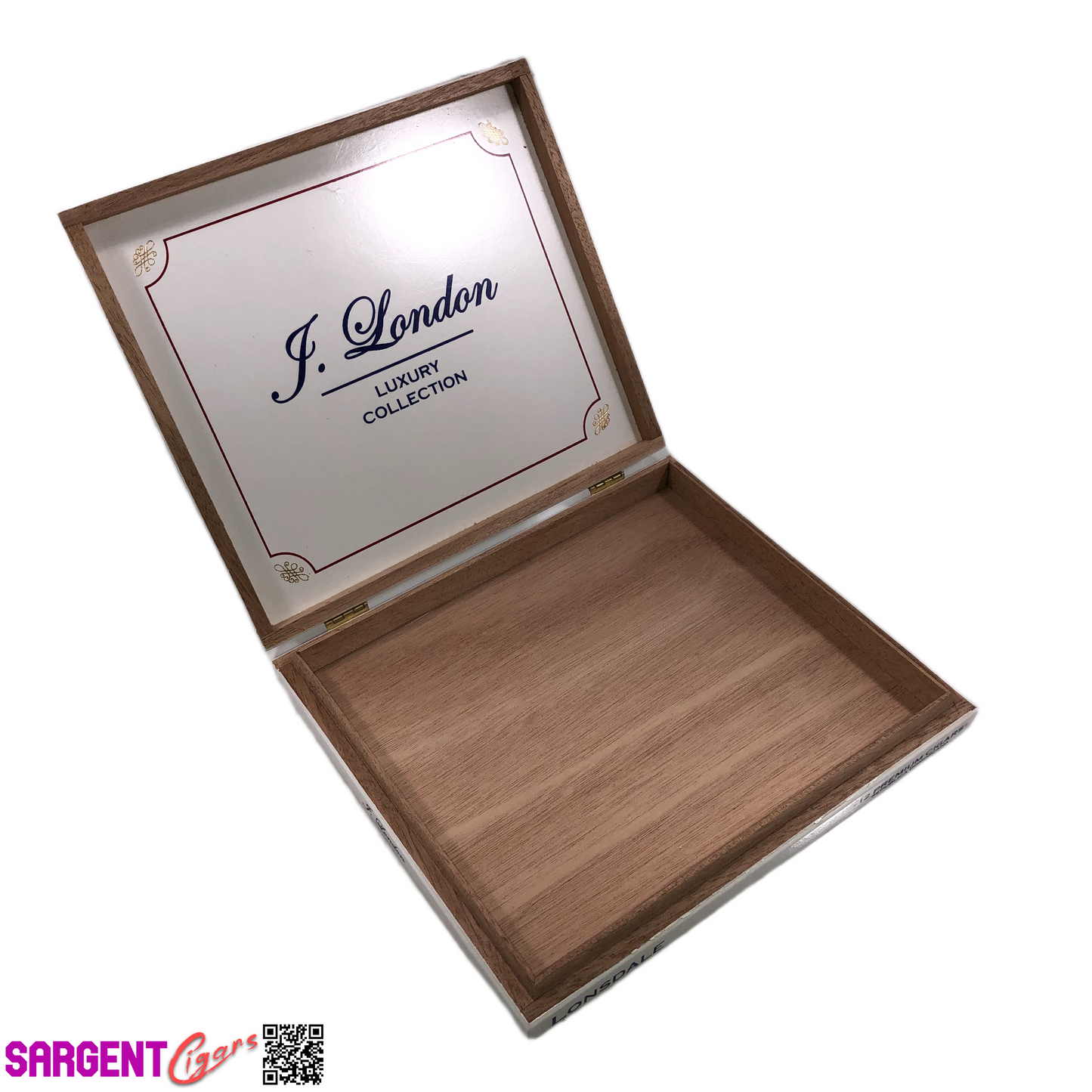 J London Luxury Collection Lonsdale Empty Wooden Cigar Box 8.5x7.5x1