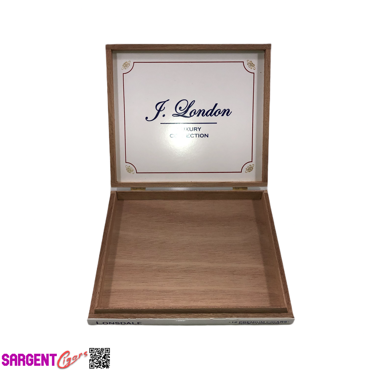 J London Luxury Collection Lonsdale Empty Wooden Cigar Box 8.5x7.5x1