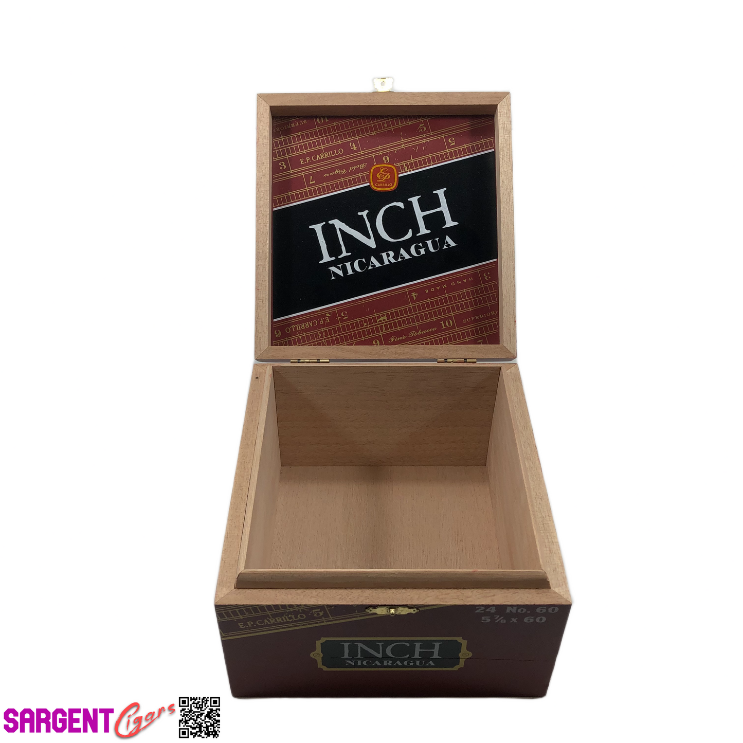 Ep Carrillo Inch No60 Empty Wooden Cigar Box 6.75x7x4.25