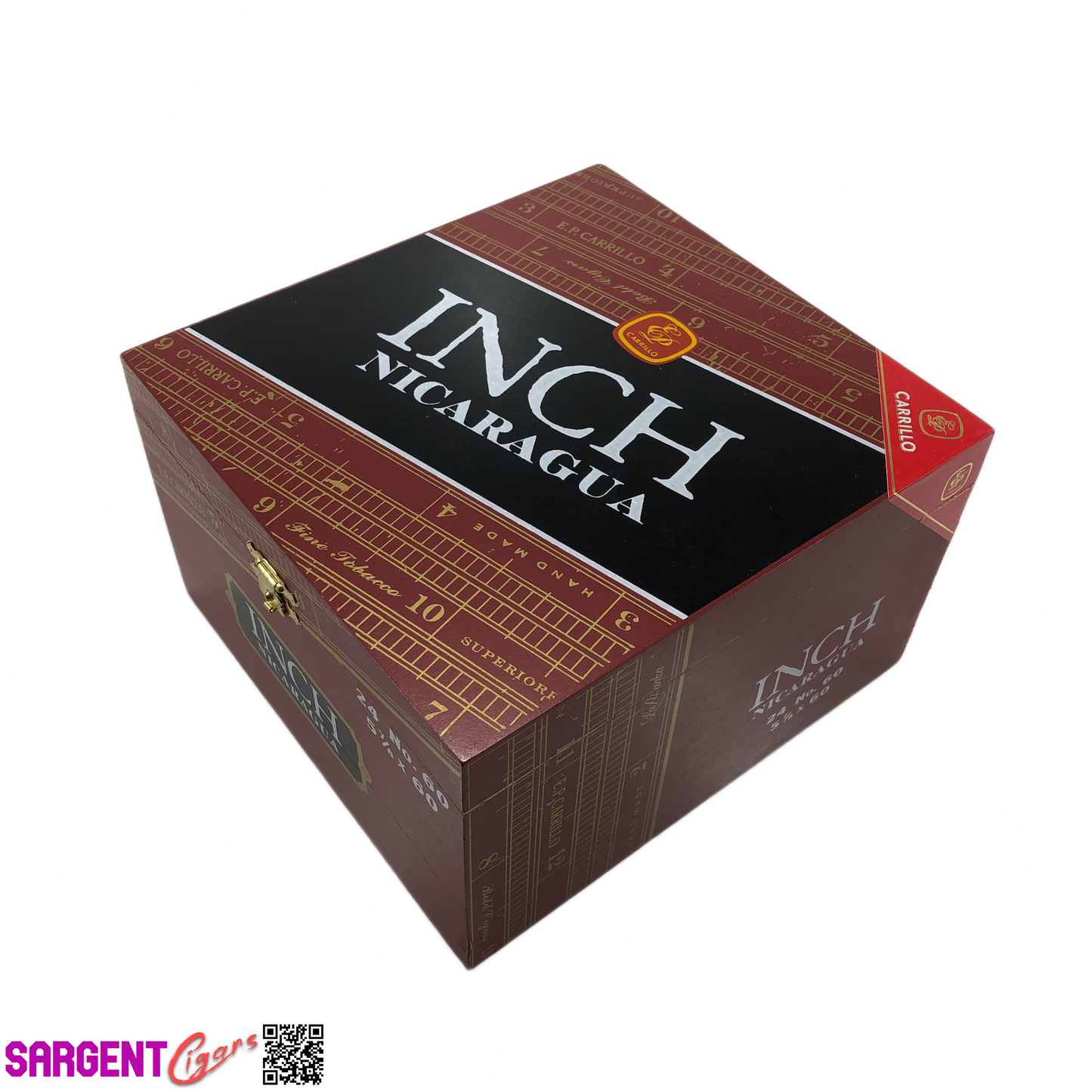 Ep Carrillo Inch No60 Empty Wooden Cigar Box 6.75x7x4.25