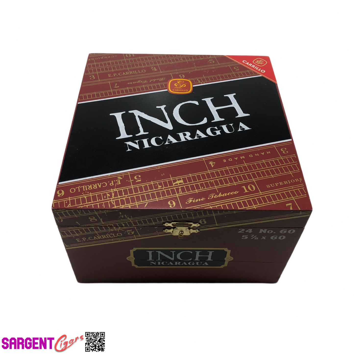 Ep Carrillo Inch No60 Empty Wooden Cigar Box 6.75x7x4.25