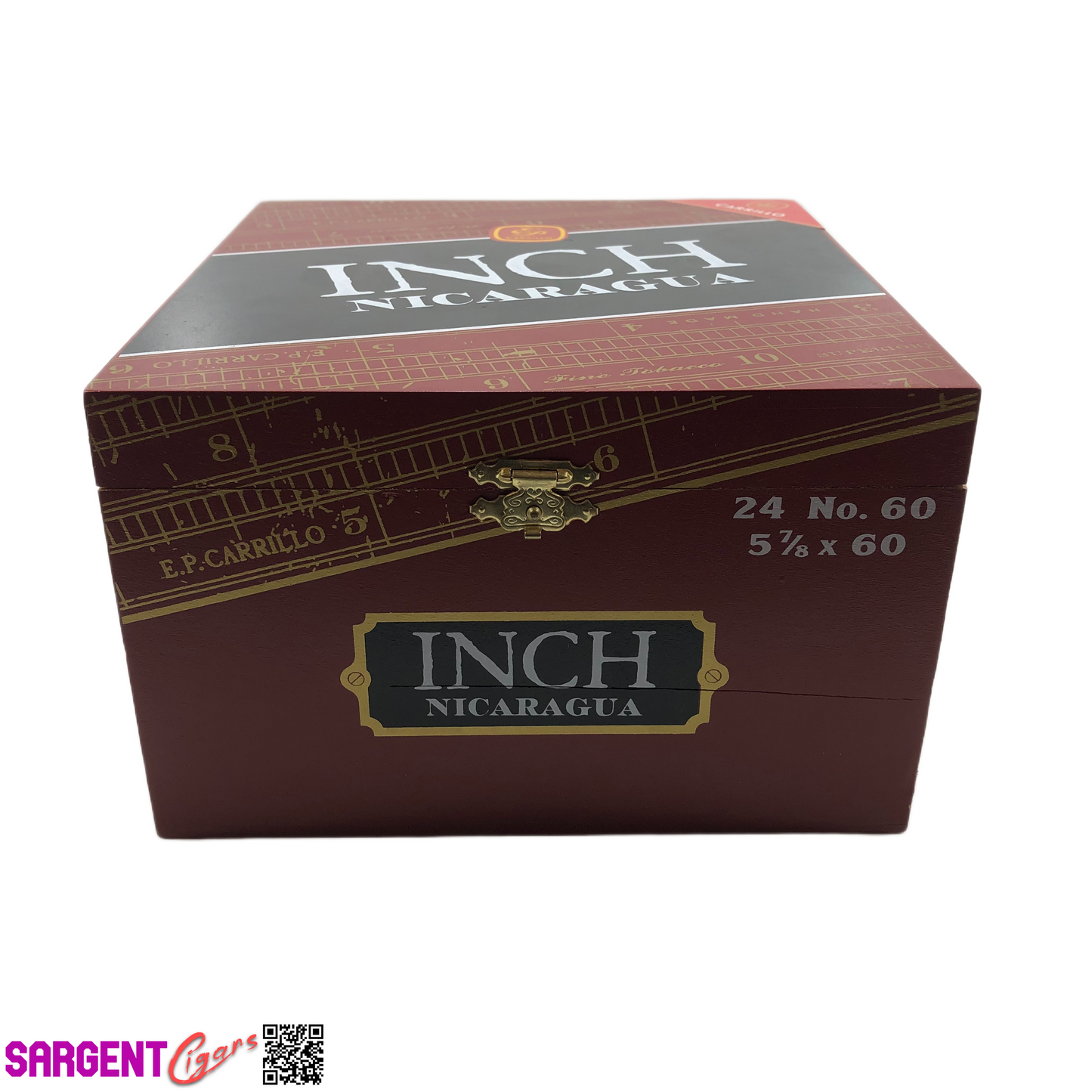 Ep Carrillo Inch No60 Empty Wooden Cigar Box 6.75x7x4.25