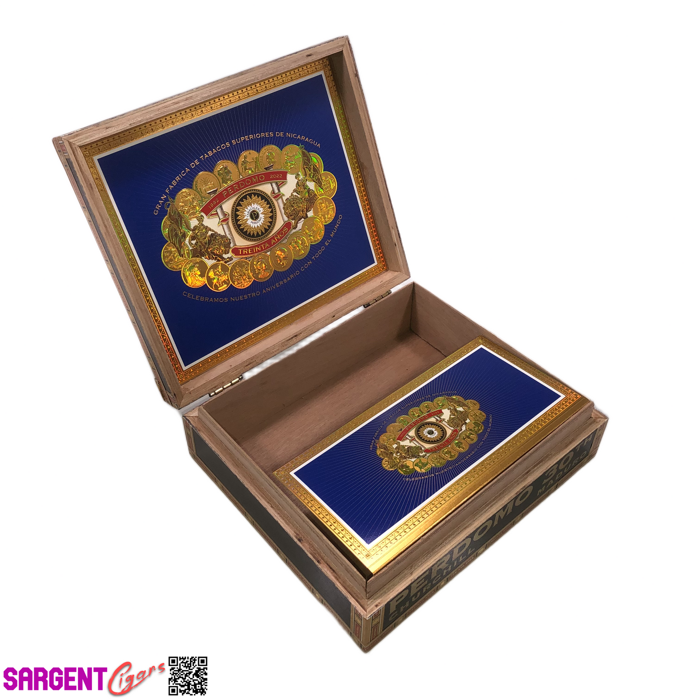 Perdomo 30th Maduro Churchill Empty Wooden Cigar Box 9.5x8x2.75