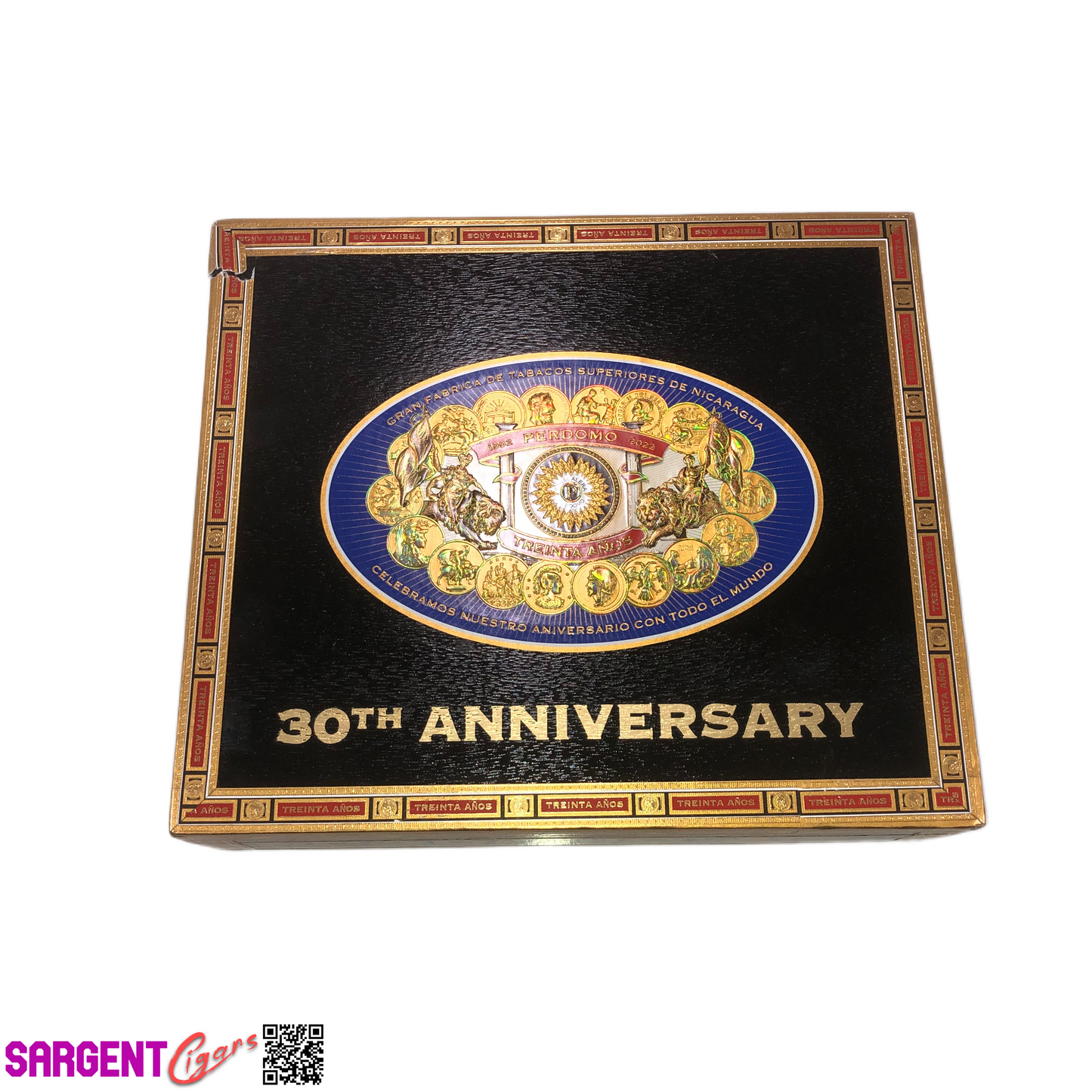 Perdomo 30th Maduro Churchill Empty Wooden Cigar Box 9.5x8x2.75