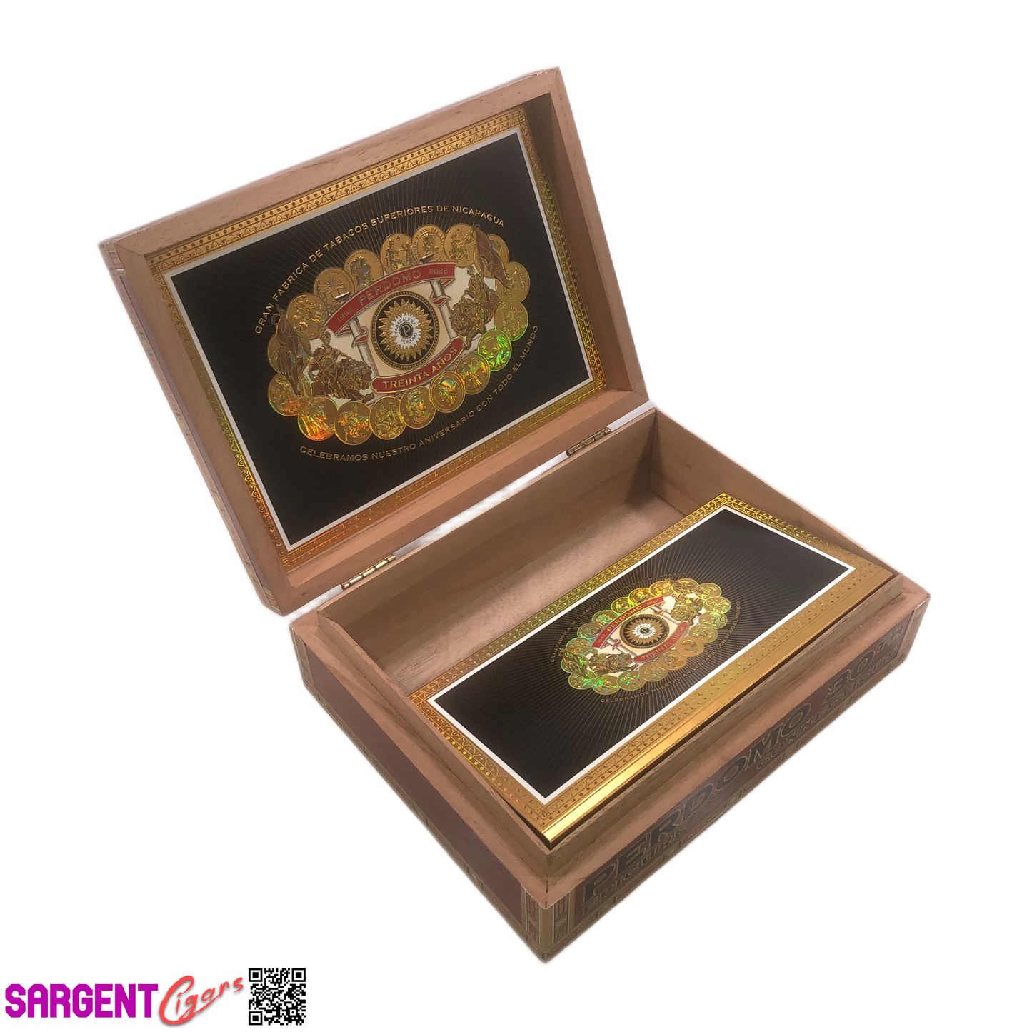 Perdomo 30th Connecticut Epicure Empty Wooden Cigar Box 9.5x7.25x3