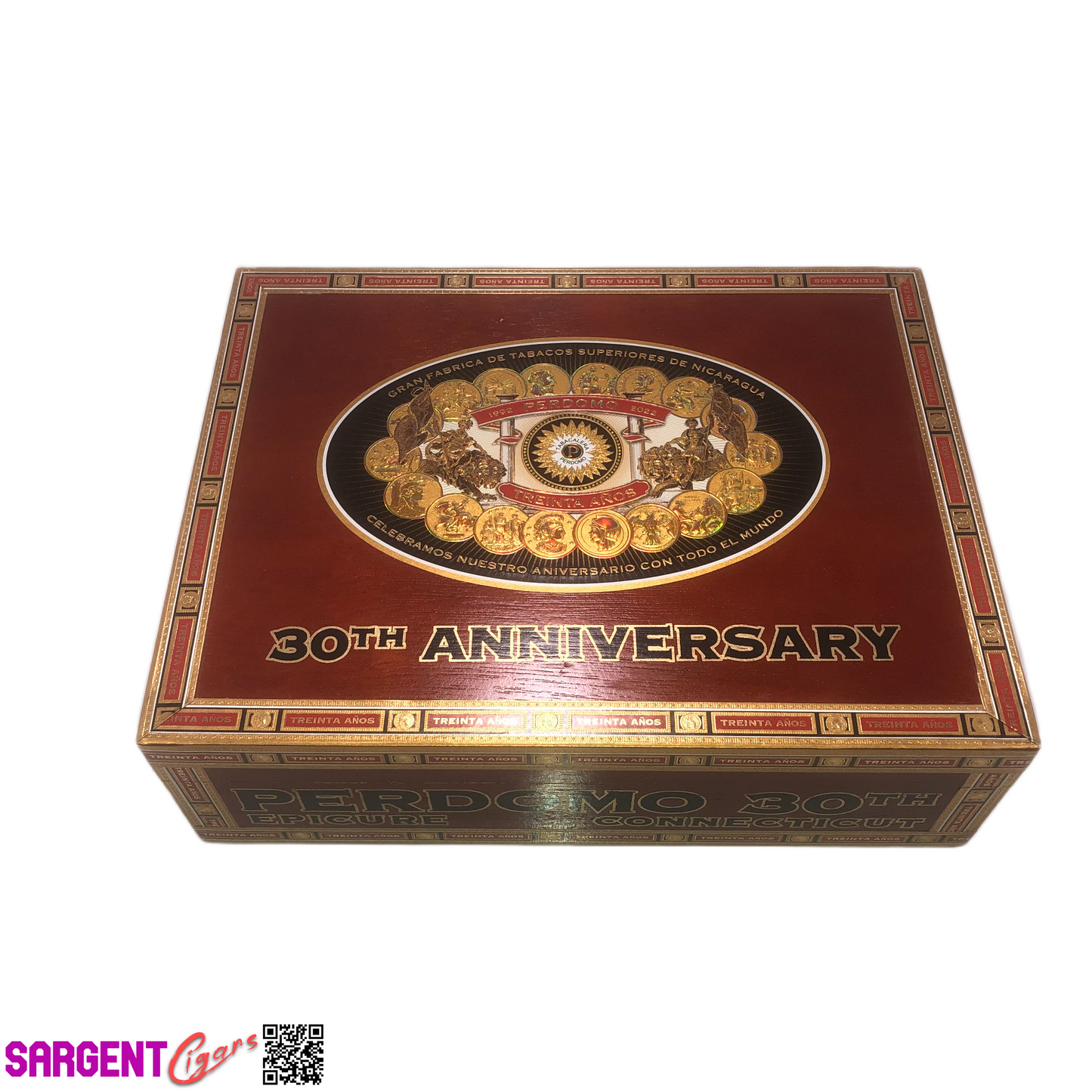 Perdomo 30th Connecticut Epicure Empty Wooden Cigar Box 9.5x7.25x3
