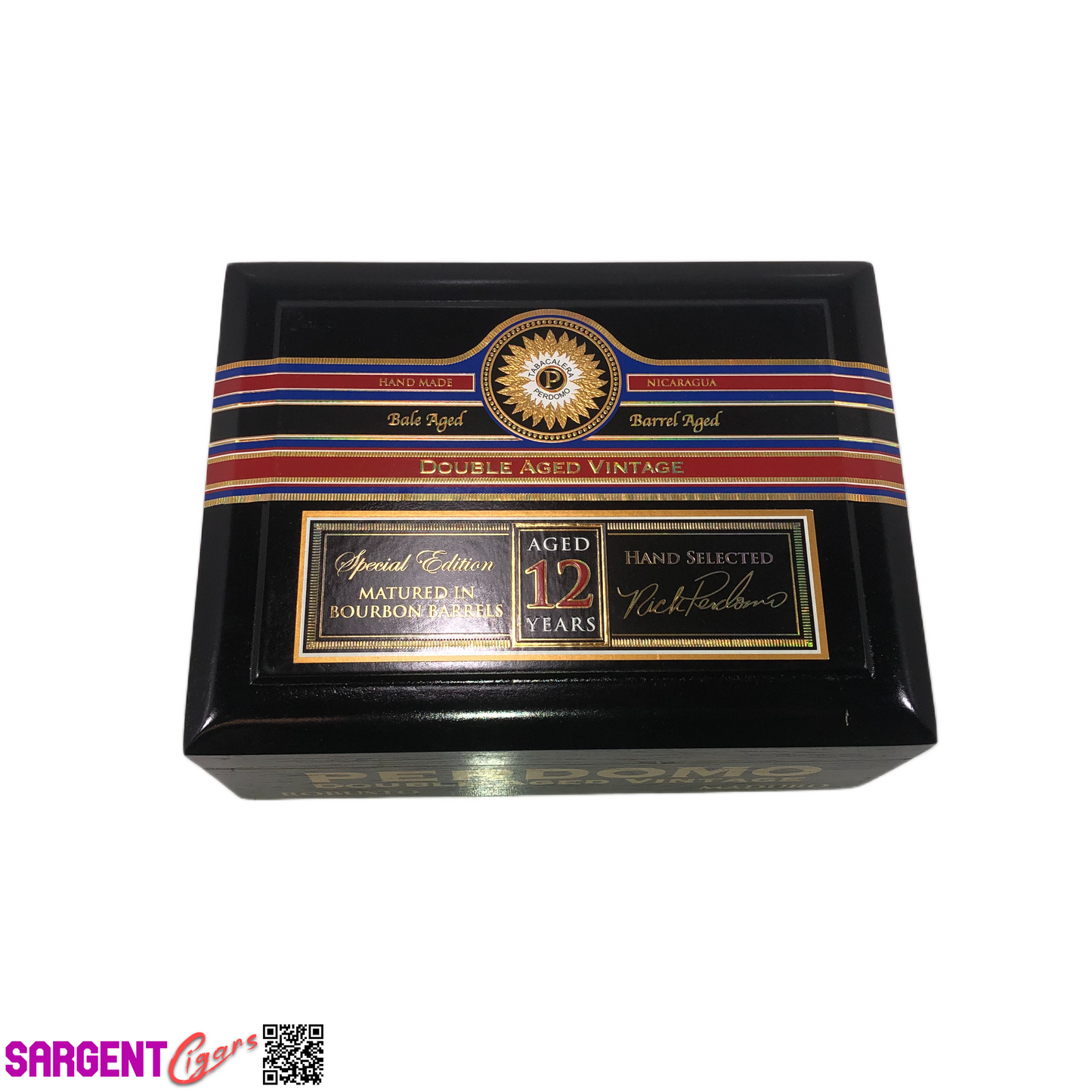 Perdomo Double Aged Vintage Maduro Robusto Empty Wooden Cigar Box 8x6.25x3.25