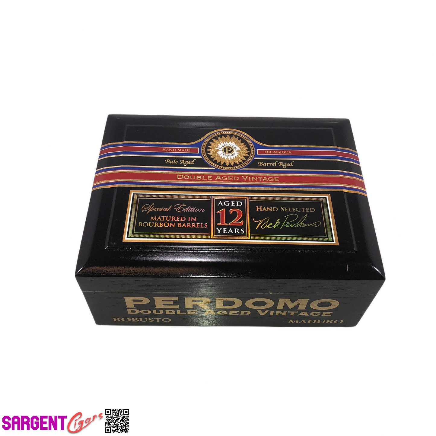 Perdomo Double Aged Vintage Maduro Robusto Empty Wooden Cigar Box 8x6.25x3.25