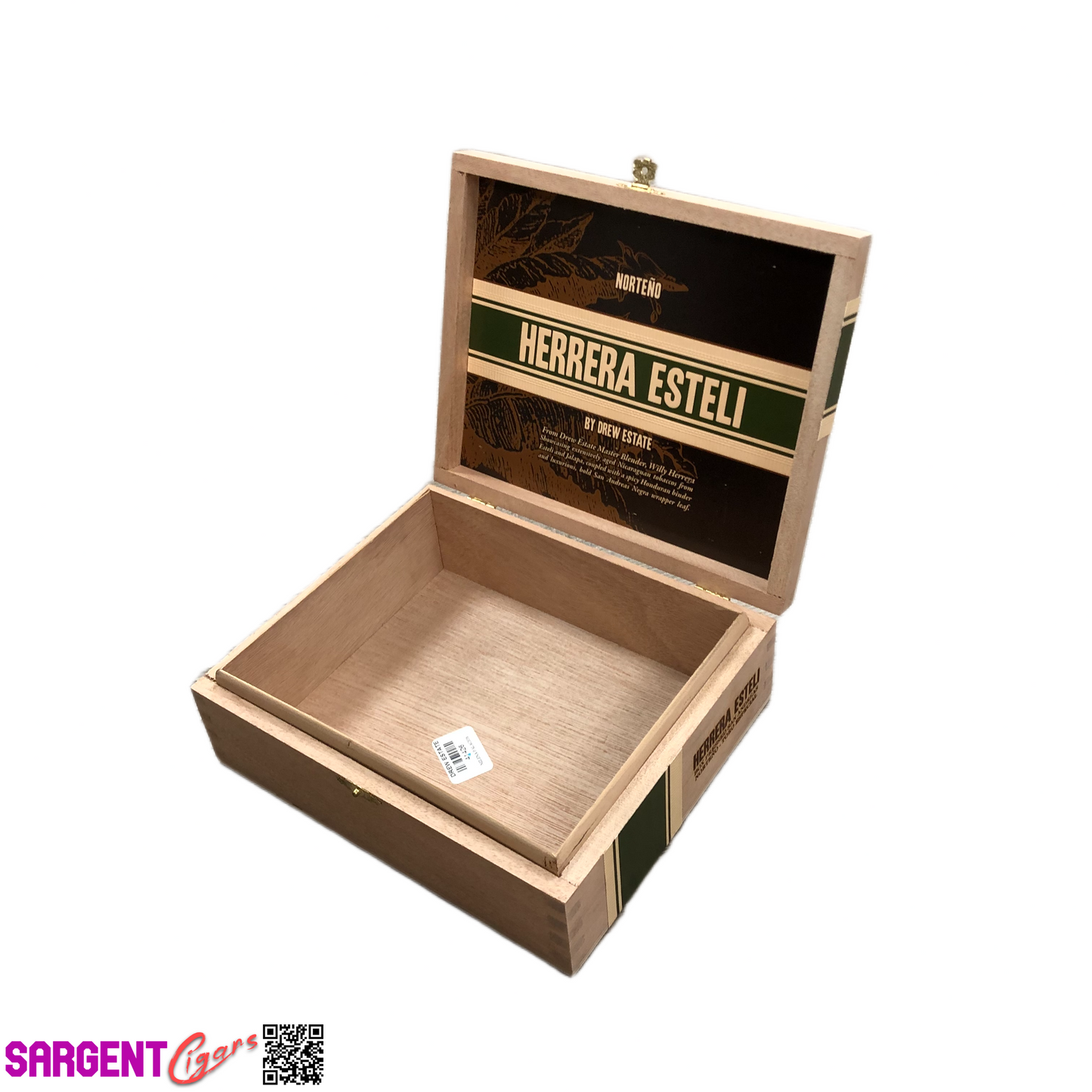 Herrera Esteli Norteno Toro Empty Wooden Cigar Box 8.5x7x2.75