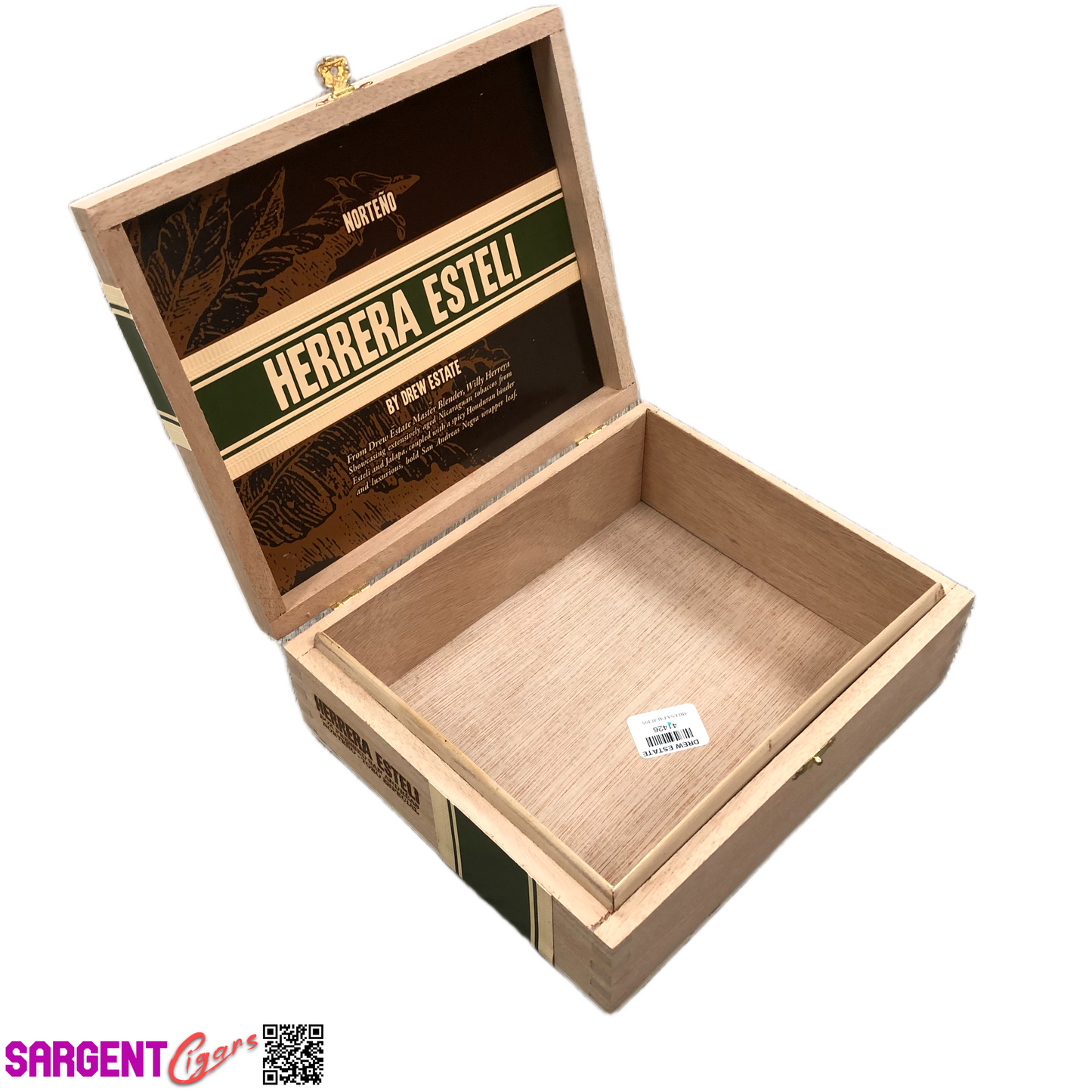 Herrera Esteli Norteno Toro Empty Wooden Cigar Box 8.5x7x2.75