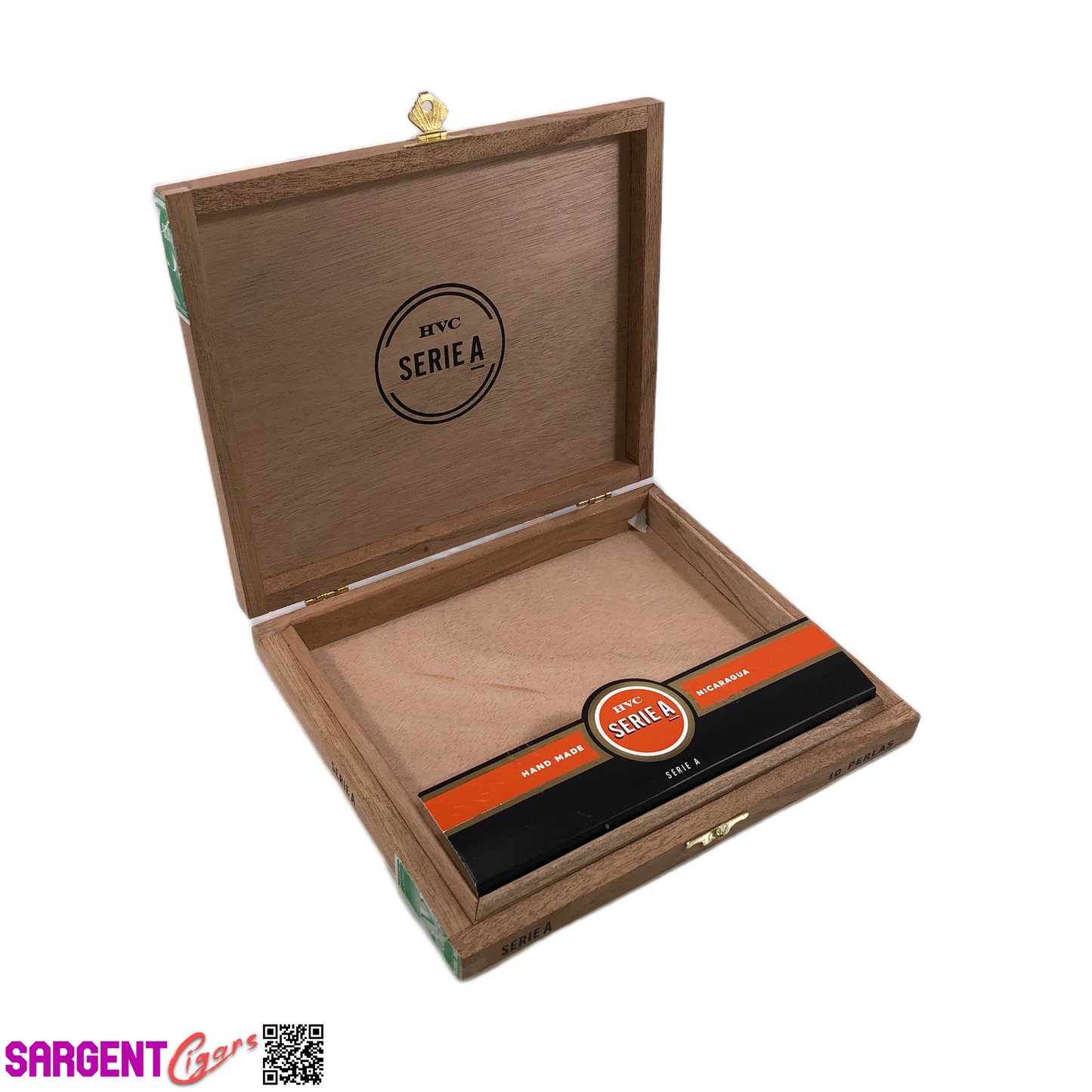 HVC Serie A Perlas Empty Wooden Cigar Box 8x6.75x1.25