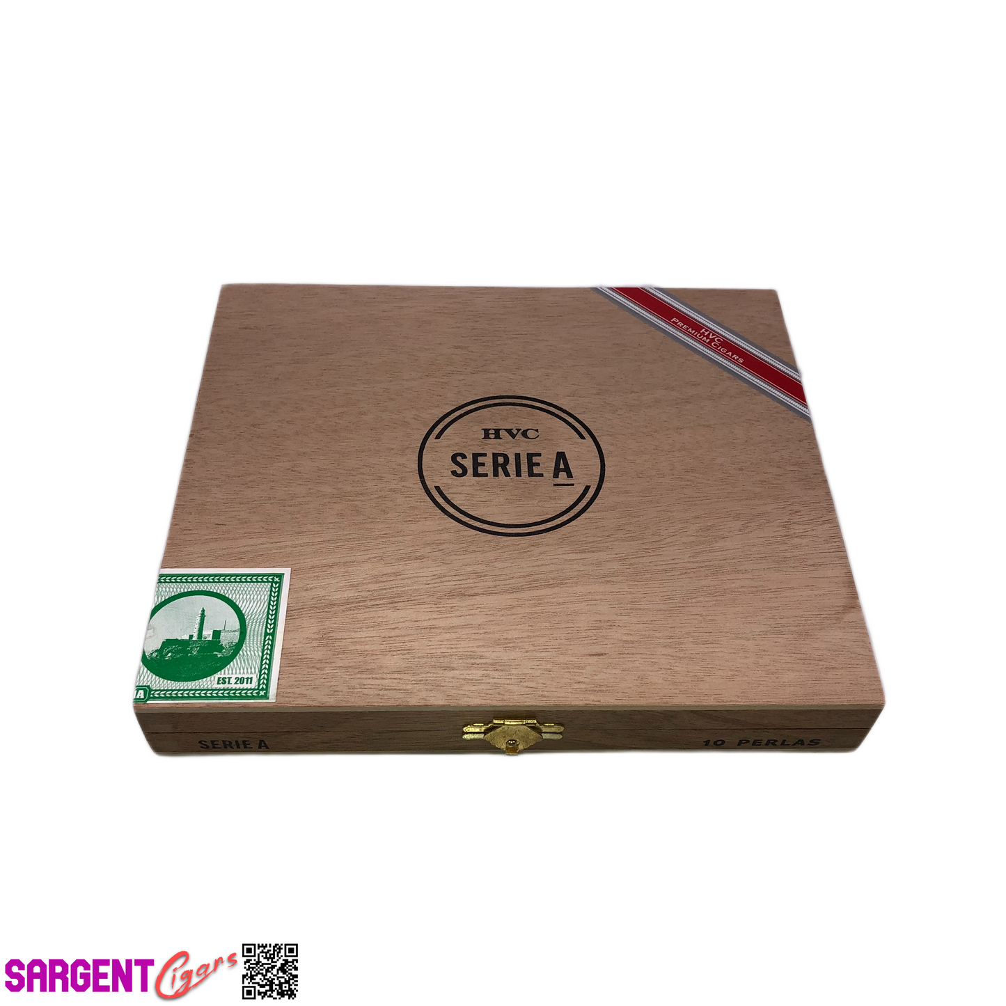 HVC Serie A Perlas Empty Wooden Cigar Box 8x6.75x1.25