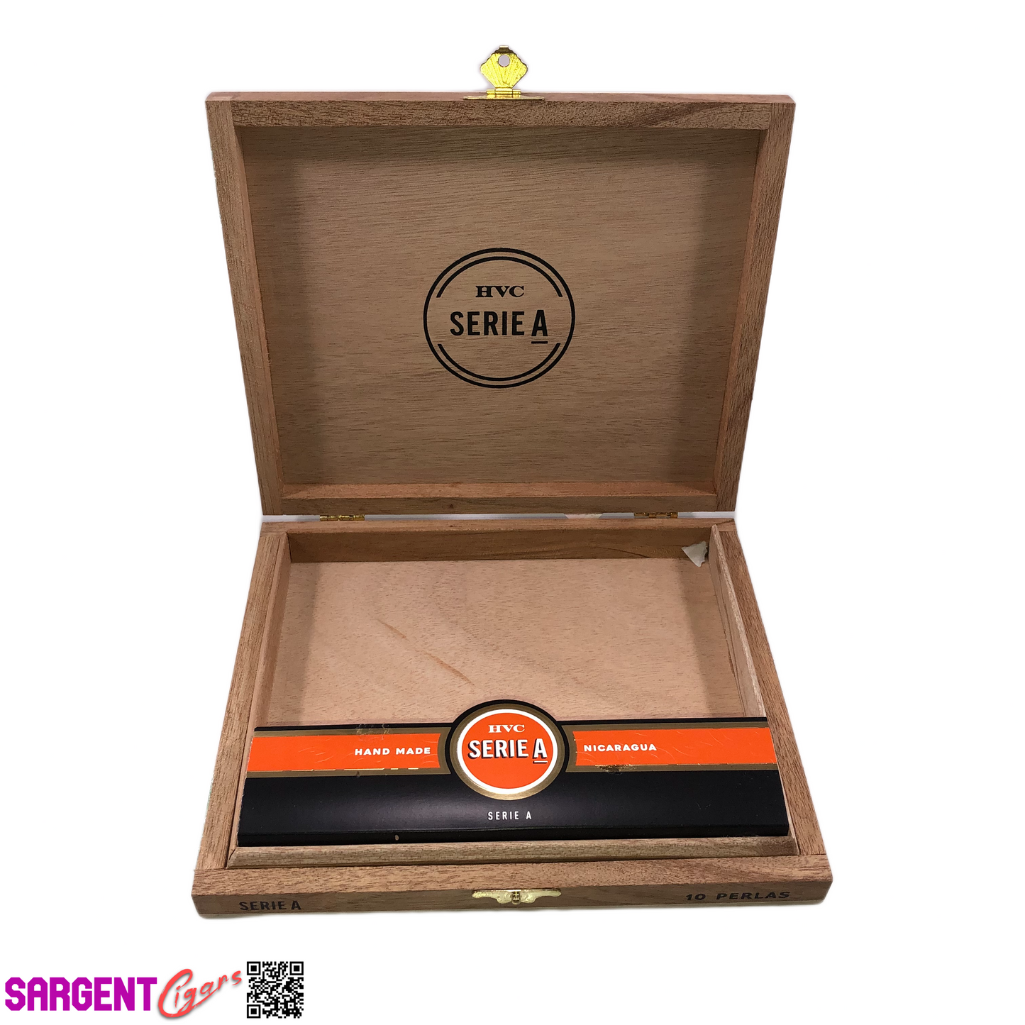 HVC Serie A Perlas Empty Wooden Cigar Box 8x6.75x1.25