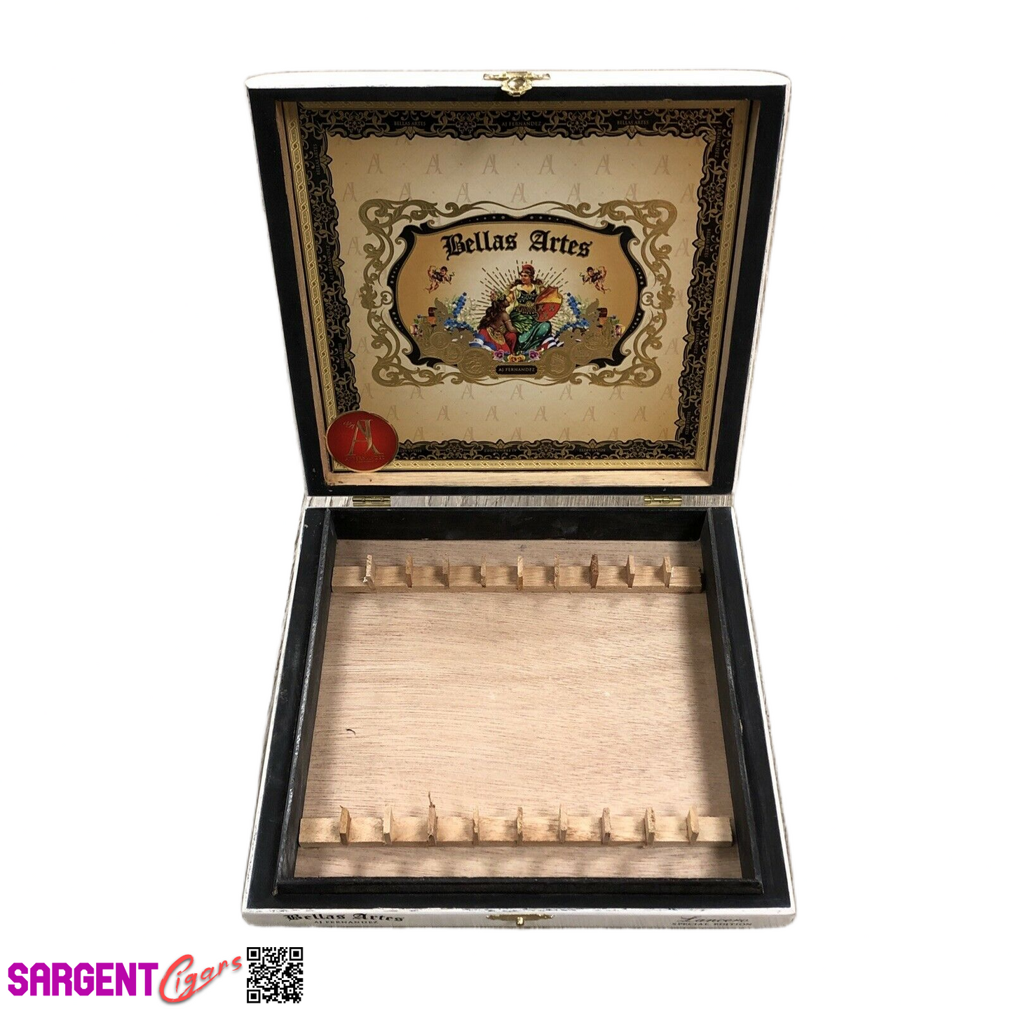 Aj Fernandez Bellas Artes Lancero Empty Wooden Cigar Box 9x8x1.5
