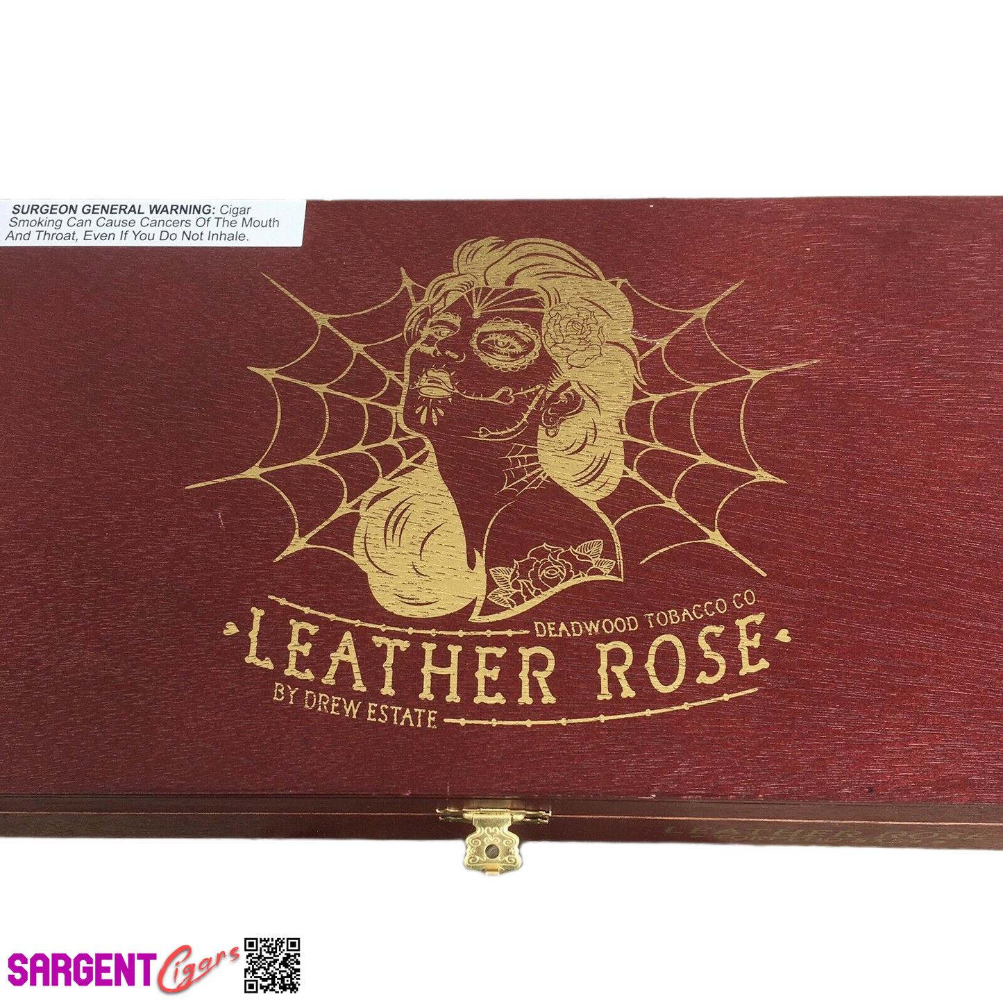 Deadwood Leather Rose Empty Wooden Cigar Box 11x6x2.5