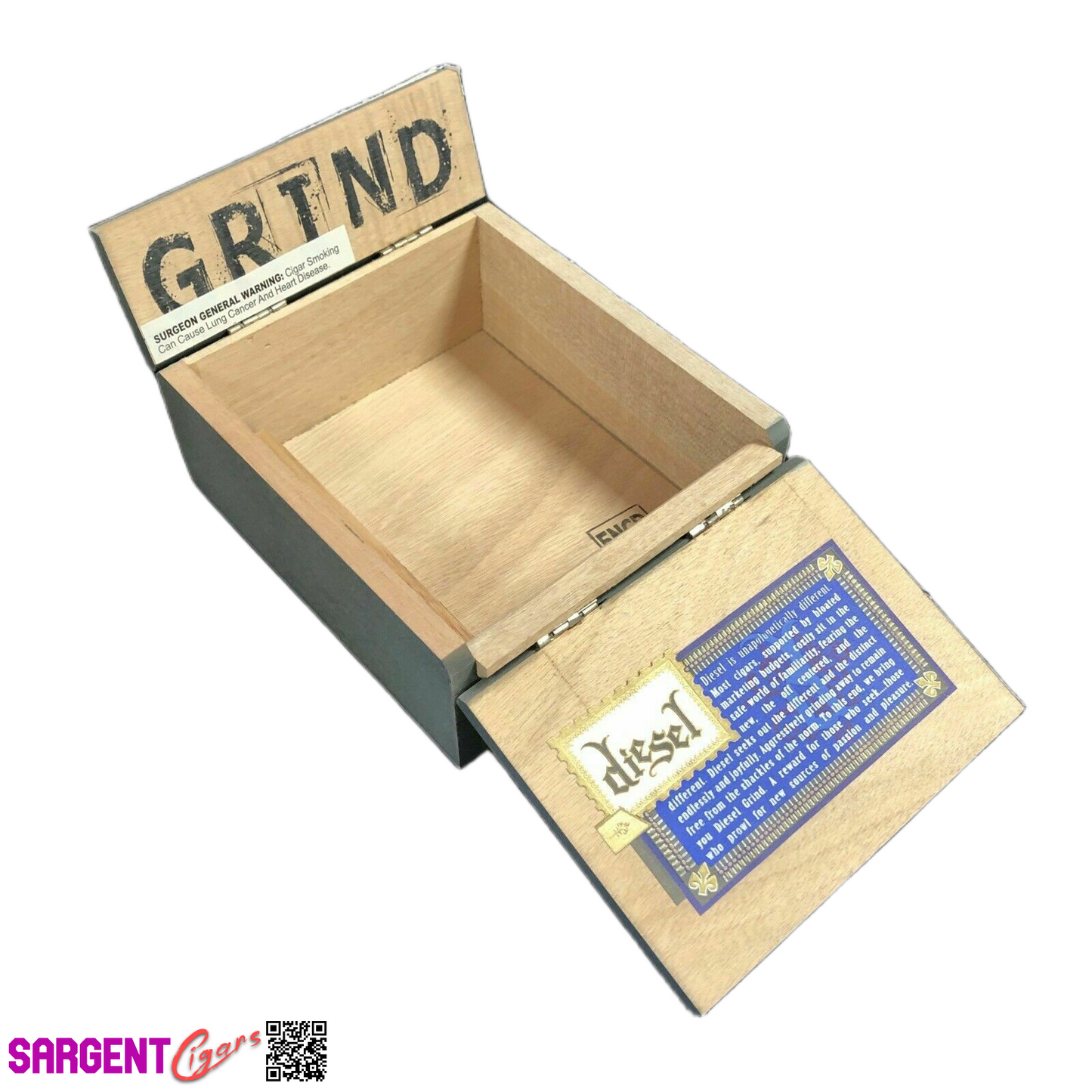 Diesel Grind Robusto Empty Wooden Cigar Box 6x6x3