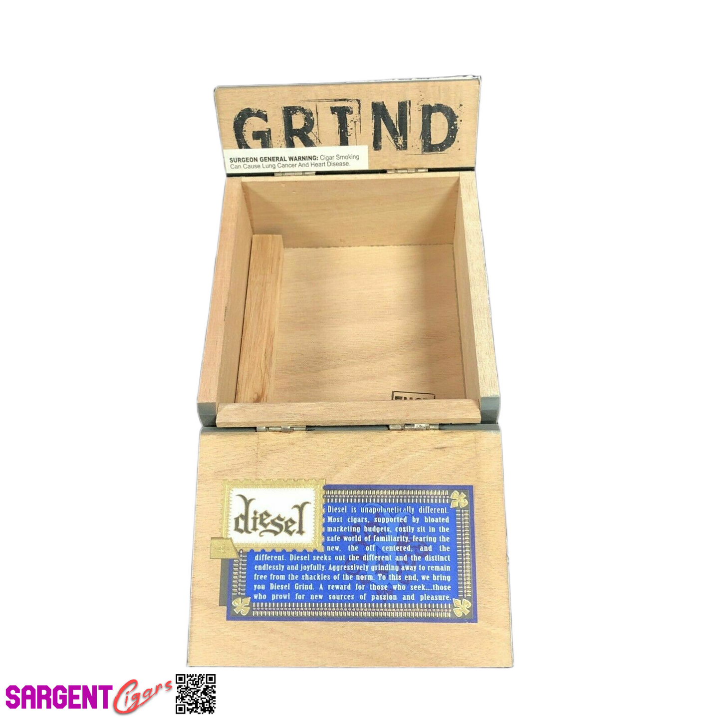 Diesel Grind Robusto Empty Wooden Cigar Box 6x6x3