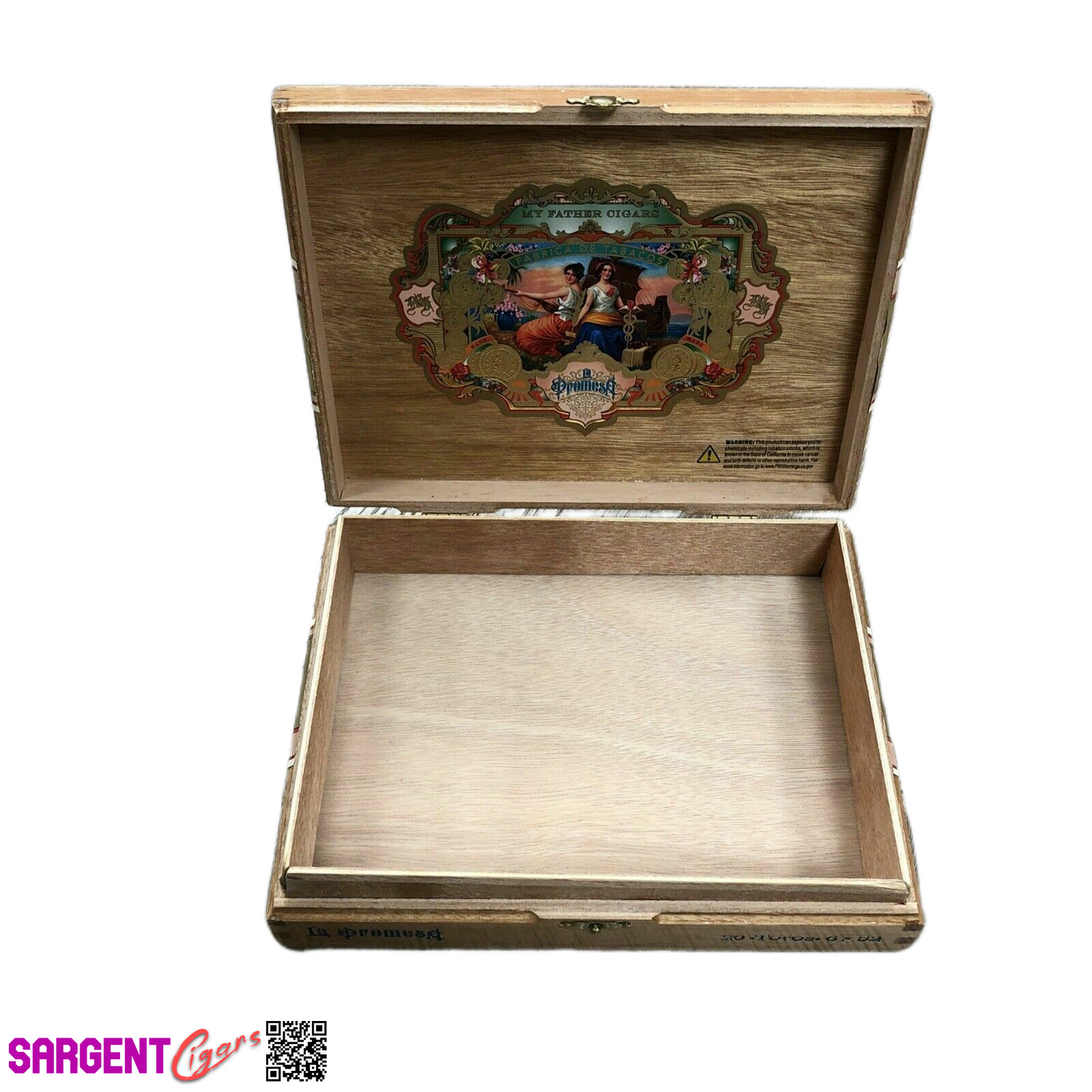 My Father Cigars La Promesa Toro Empty Wooden Cigar Box 9x7x2