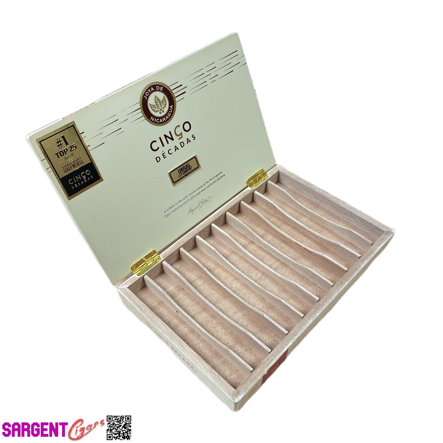 Joya De Nicaragua Cinco Decadas Diademas Empty Wooden Cigar Box 11x7x1.5