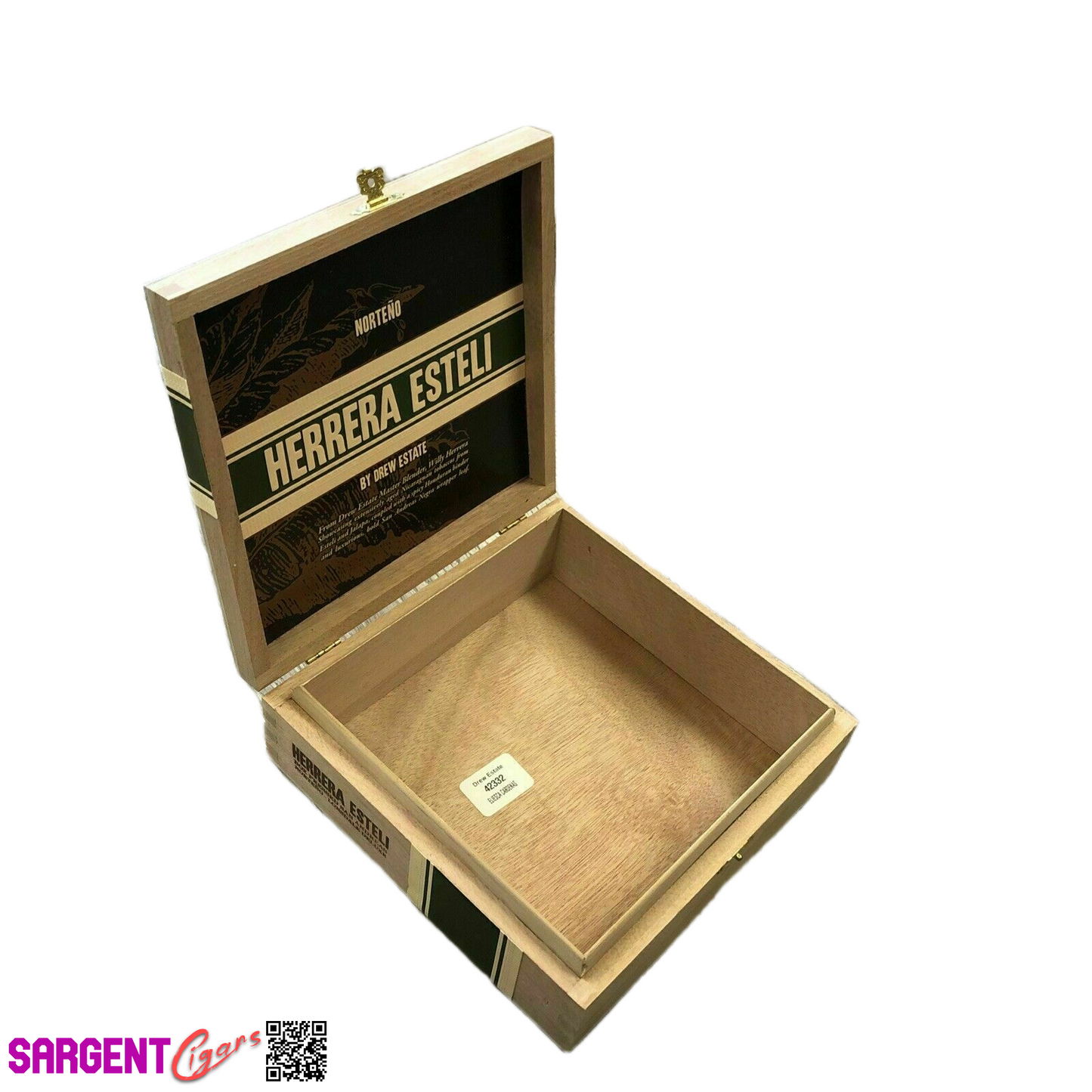 Herrera Esteli Norteno Lonsdale Empty Wooden Cigar Box 7.5x8x2.5