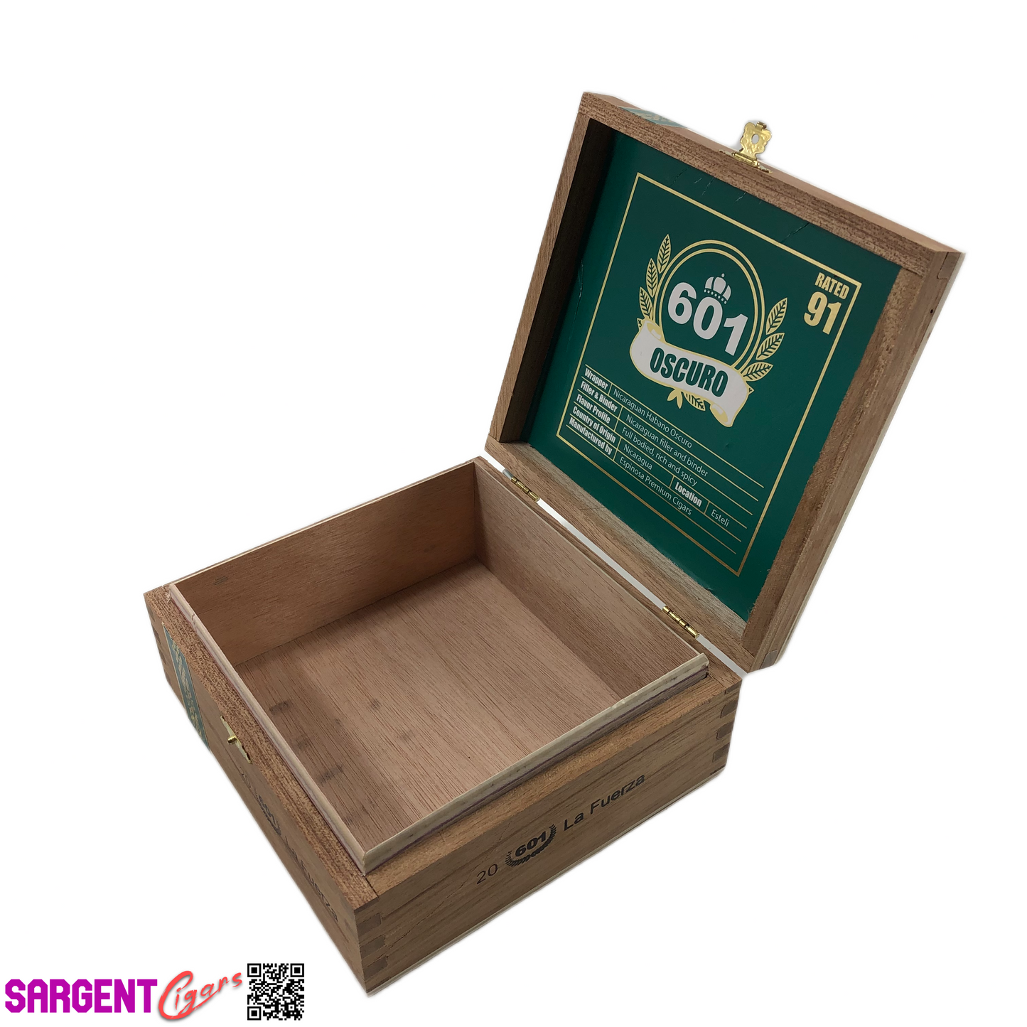Espinosa 601 Oscuro La Fuerza Empty Wooden Cigar Box 6.75x6.5x3