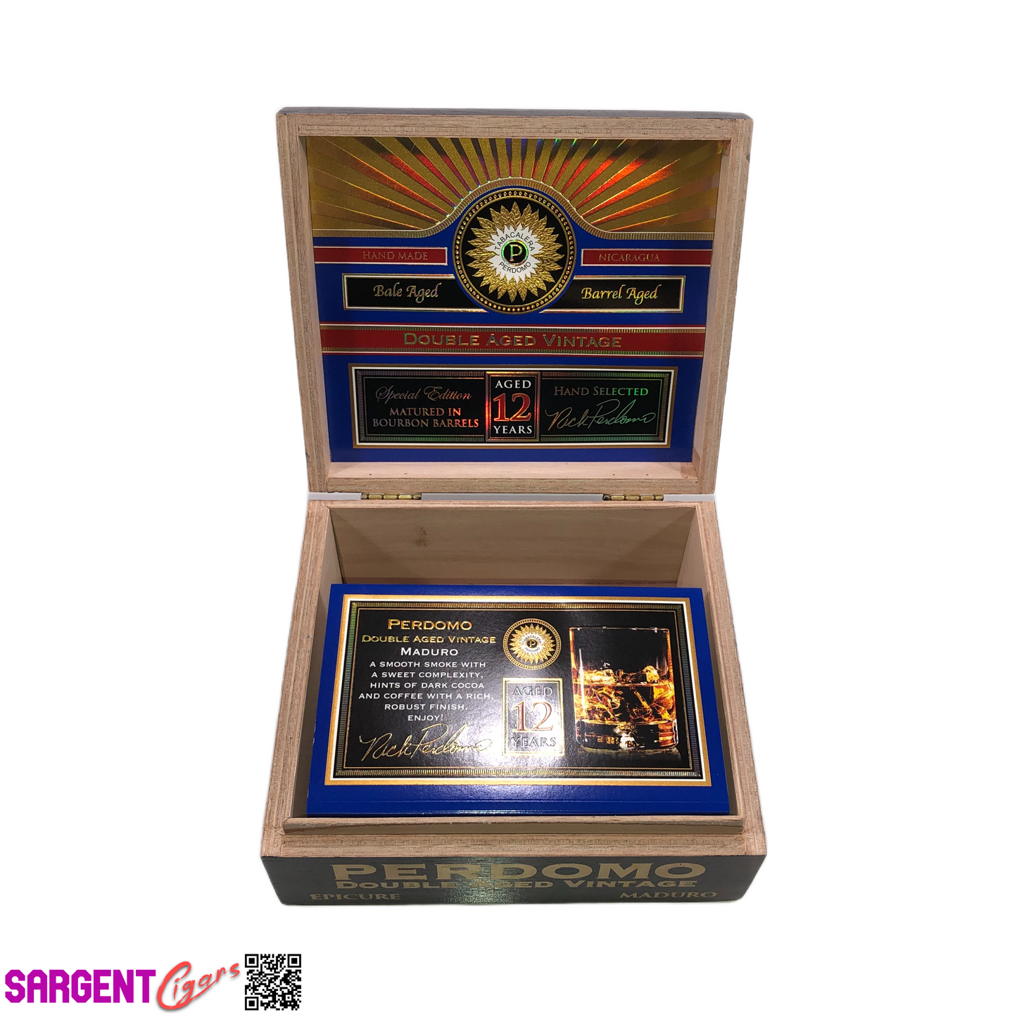 Perdomo Double Aged Vintage Maduro Epicure Empty Wooden Cigar Box 8x7x3.5