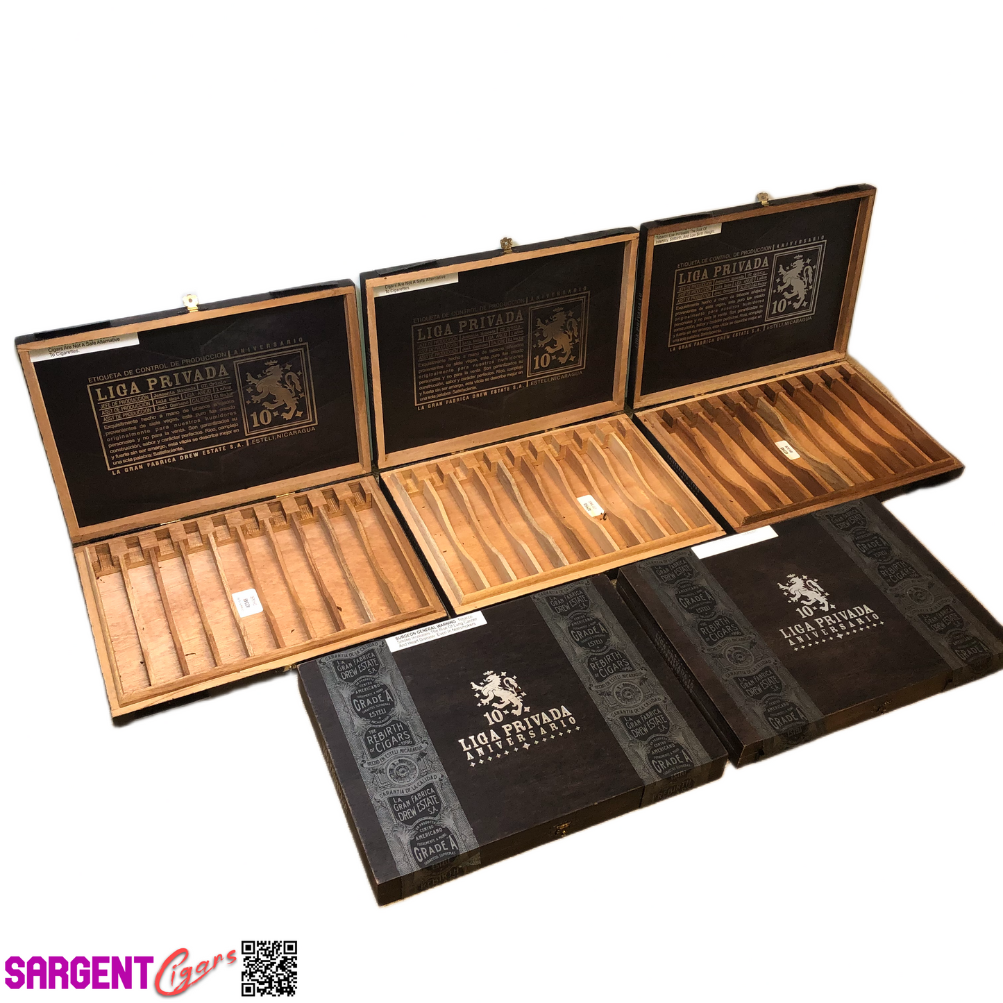 Lot of 5 Liga Privada Toro Empty Wooden Cigar Boxes 11.5x8x1 #63