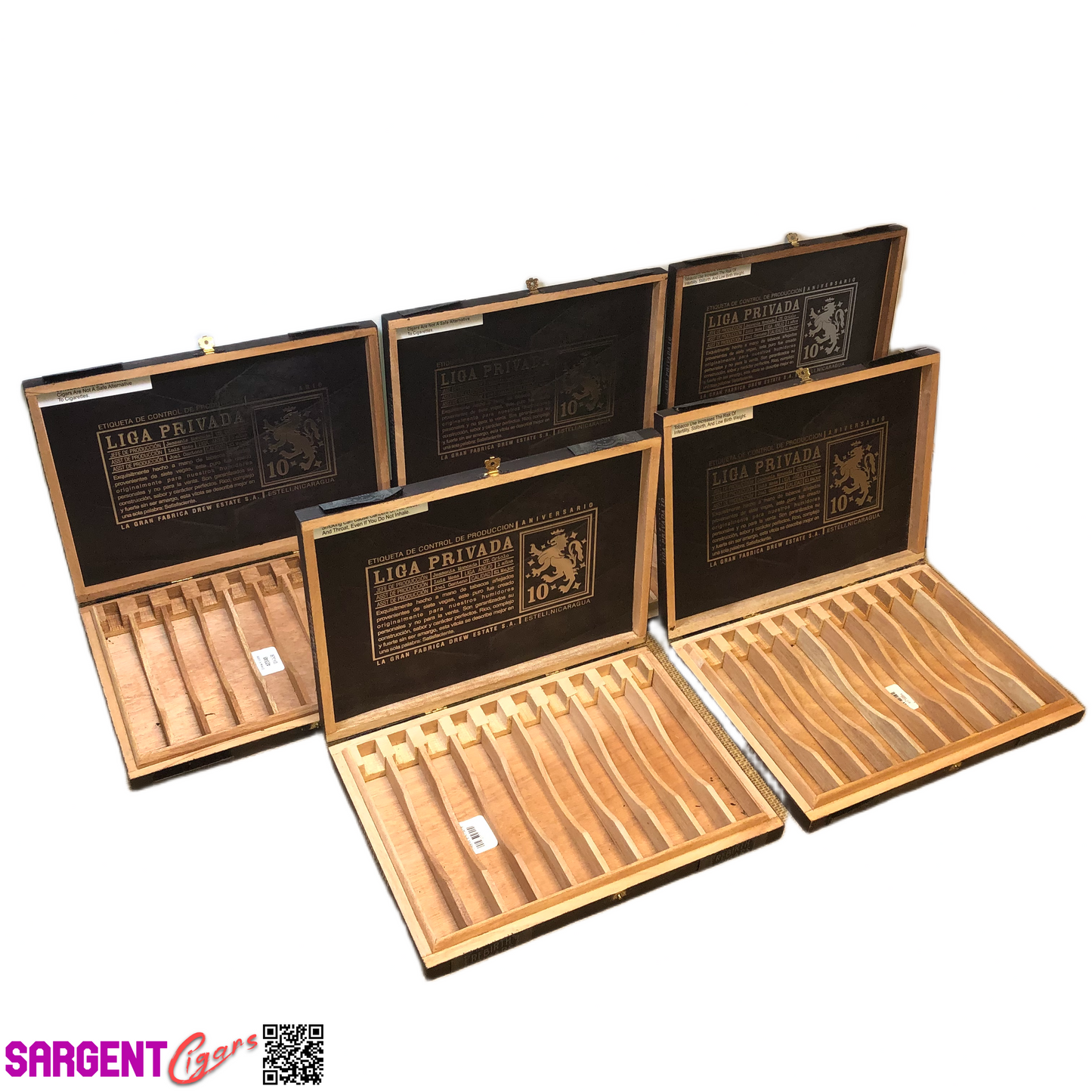 Lot of 5 Liga Privada Toro Empty Wooden Cigar Boxes 11.5x8x1 #63