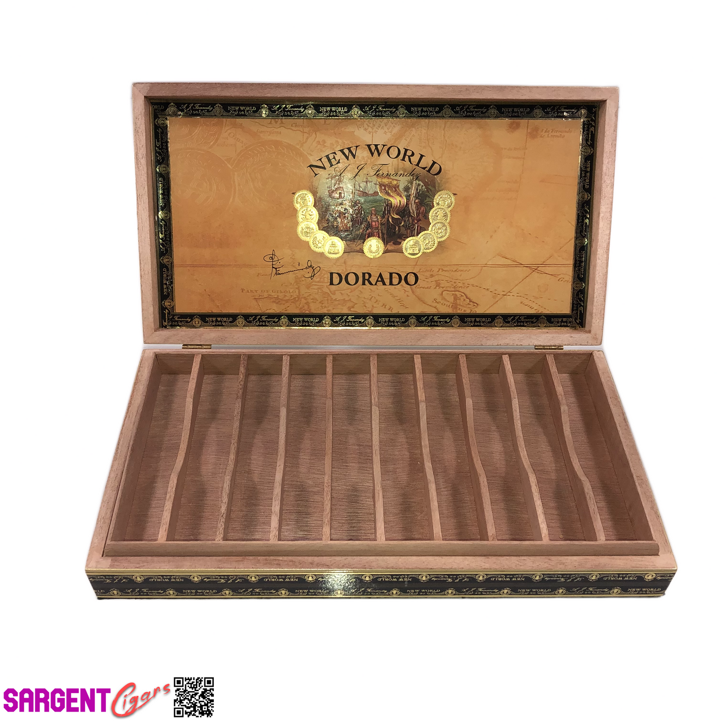 Aj Fernandez Dorado Figurado Empty Wooden Cigar Box 11.25x7.25x2